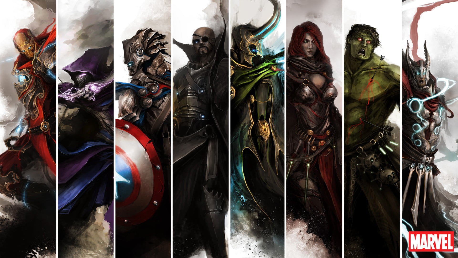 Marvel Characters collage wallpaper poster Comics 2k