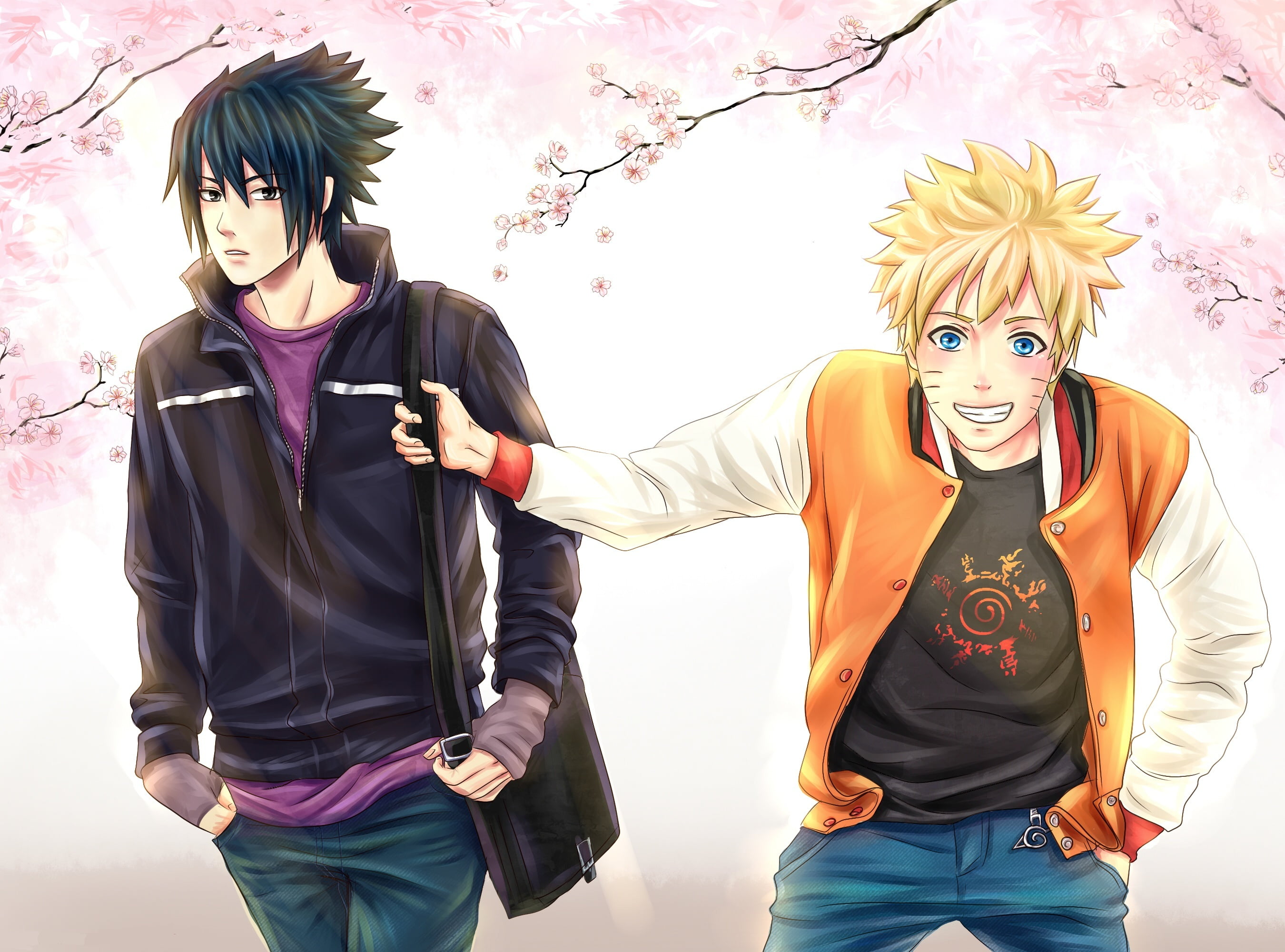 Naruto and Sasuke wallpaper spring Sakura friends art people 2k