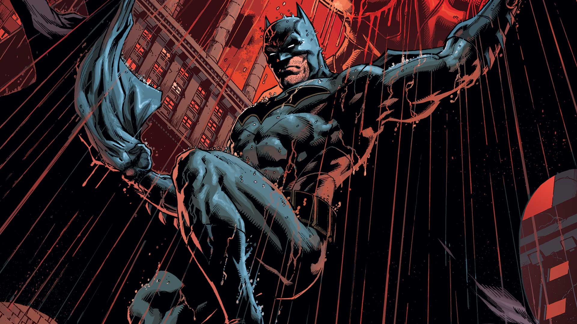 Red Rain Batman Costume Hero Comic Cloak Superhero Bruce Wayne 2k