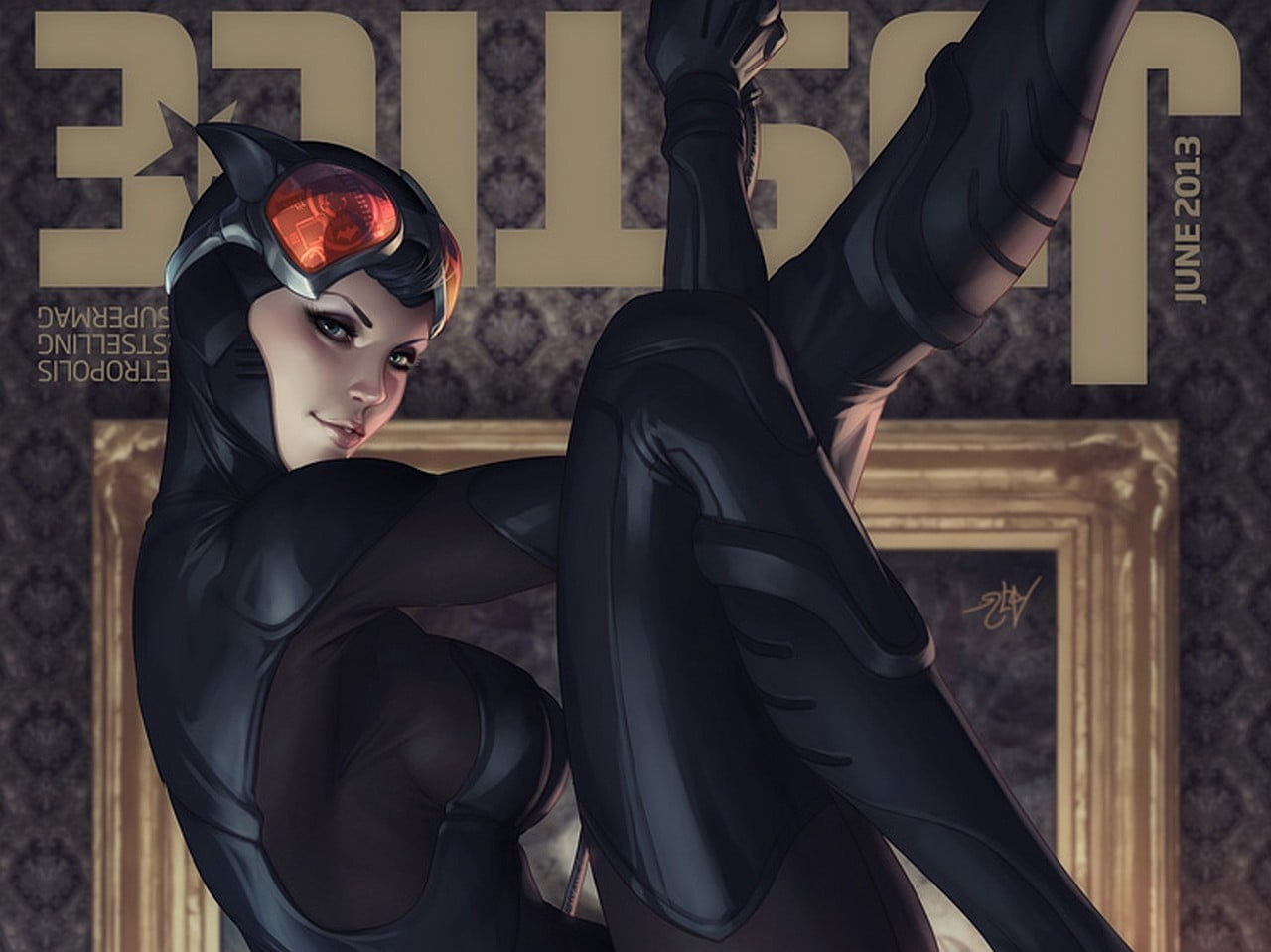 Justice League character wallpaper Catwoman Artgerm tight clothing