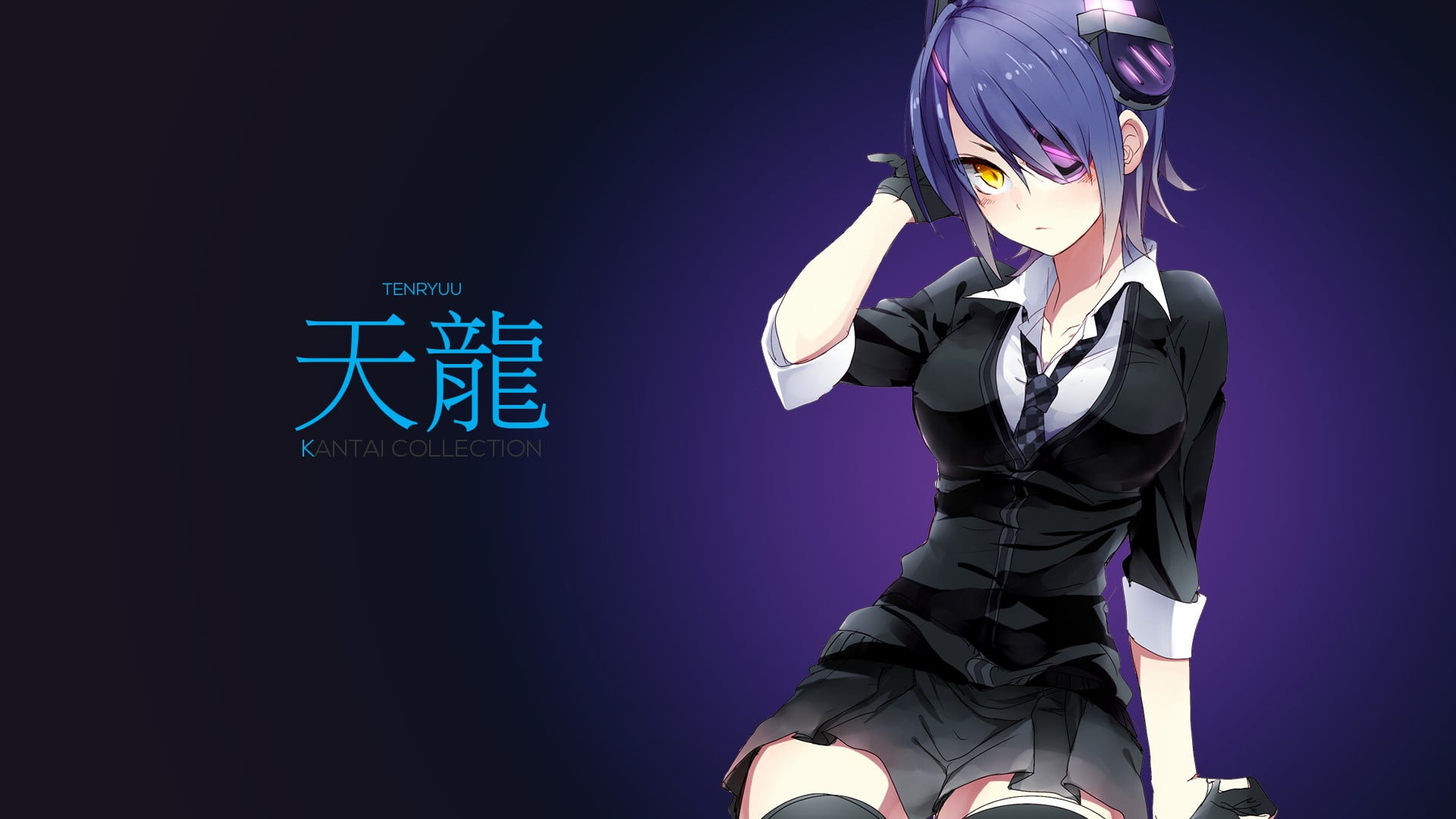 purple haired female anime character Kantai Collection Tenryuu KanColle 2k