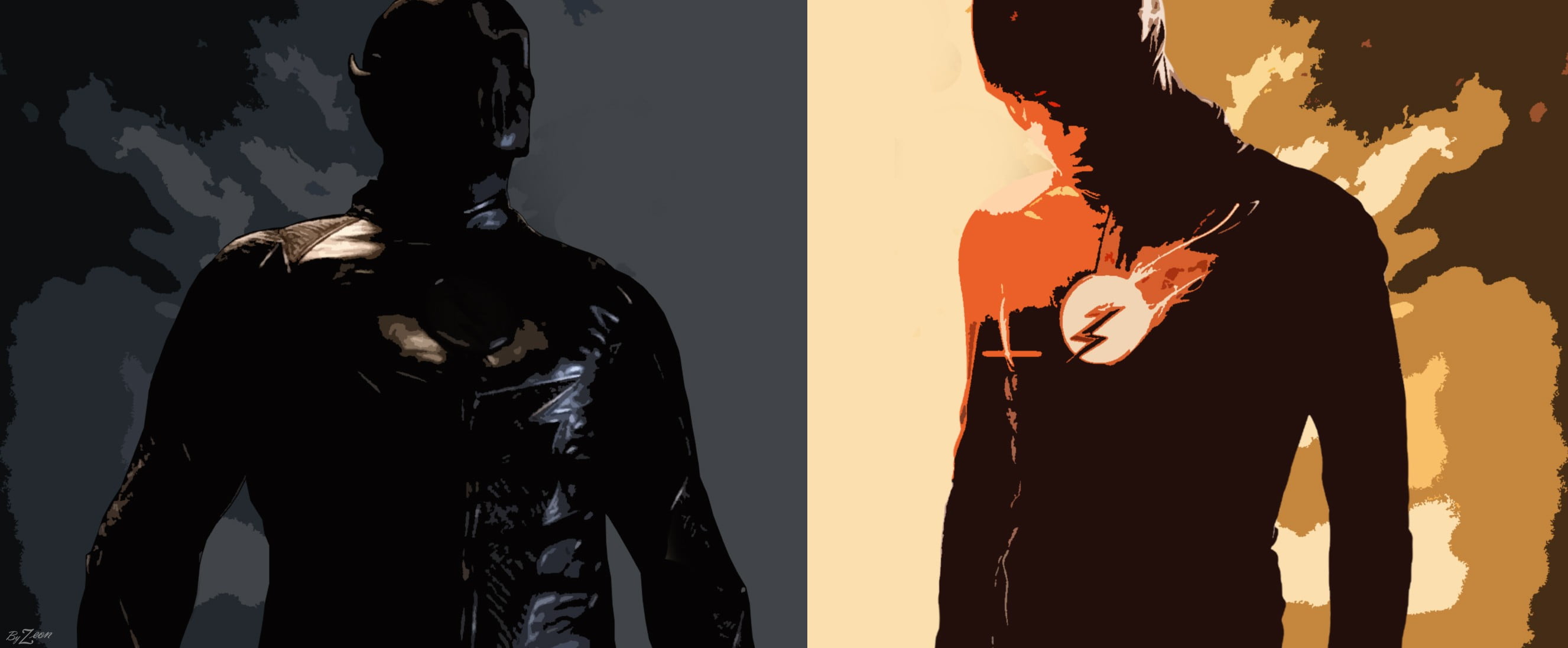 The Flash and Zoom collage superhero DC Comics silhouette 2k