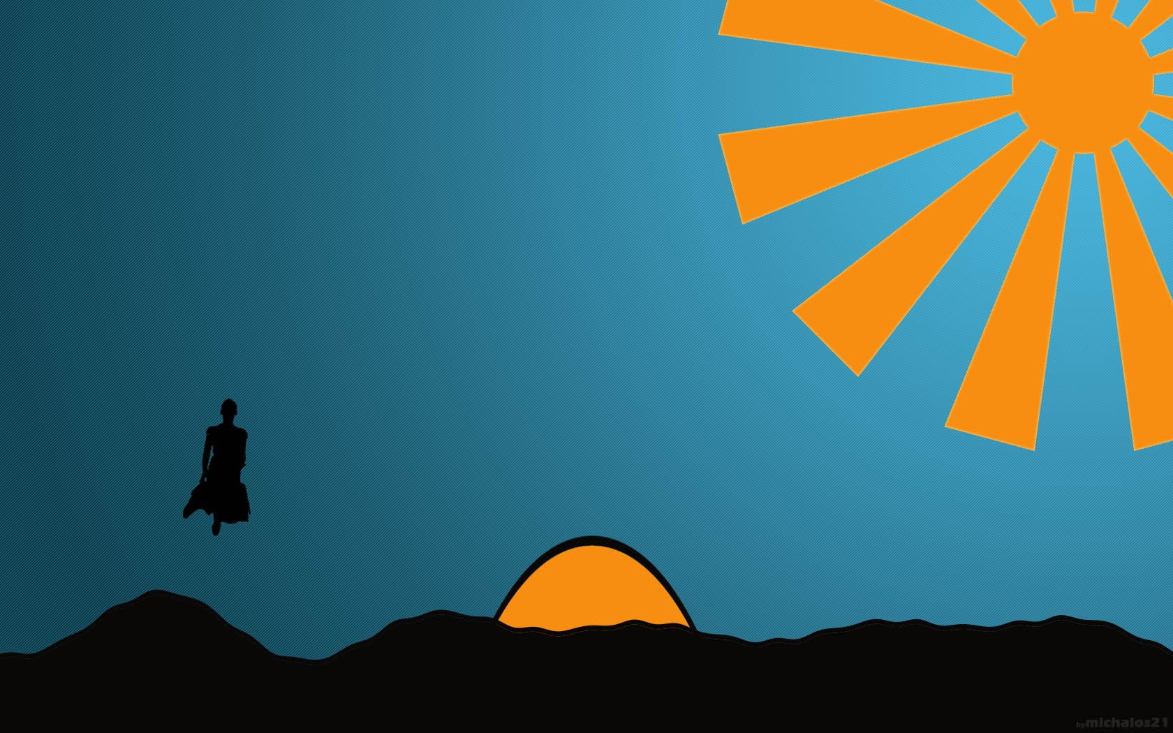 blue and red abstract painting superhero digital art sky silhouette 2k