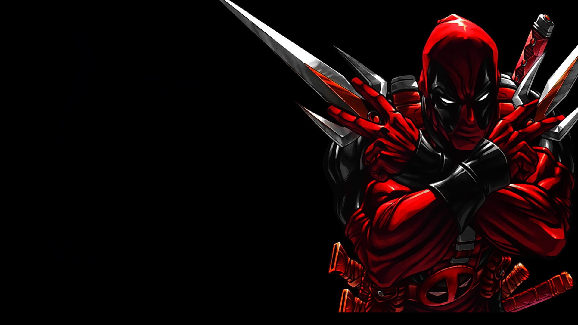 Deadpool digital wallpaper Marvel Comics simple background 2k