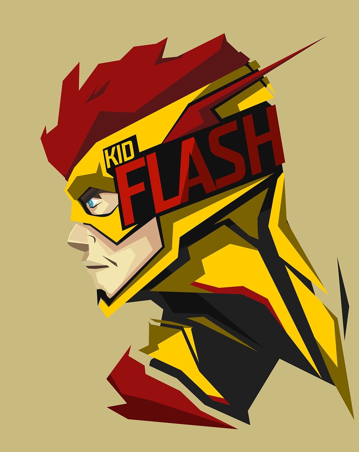 Kid Flash animated character poster superhero DC Comics yellow