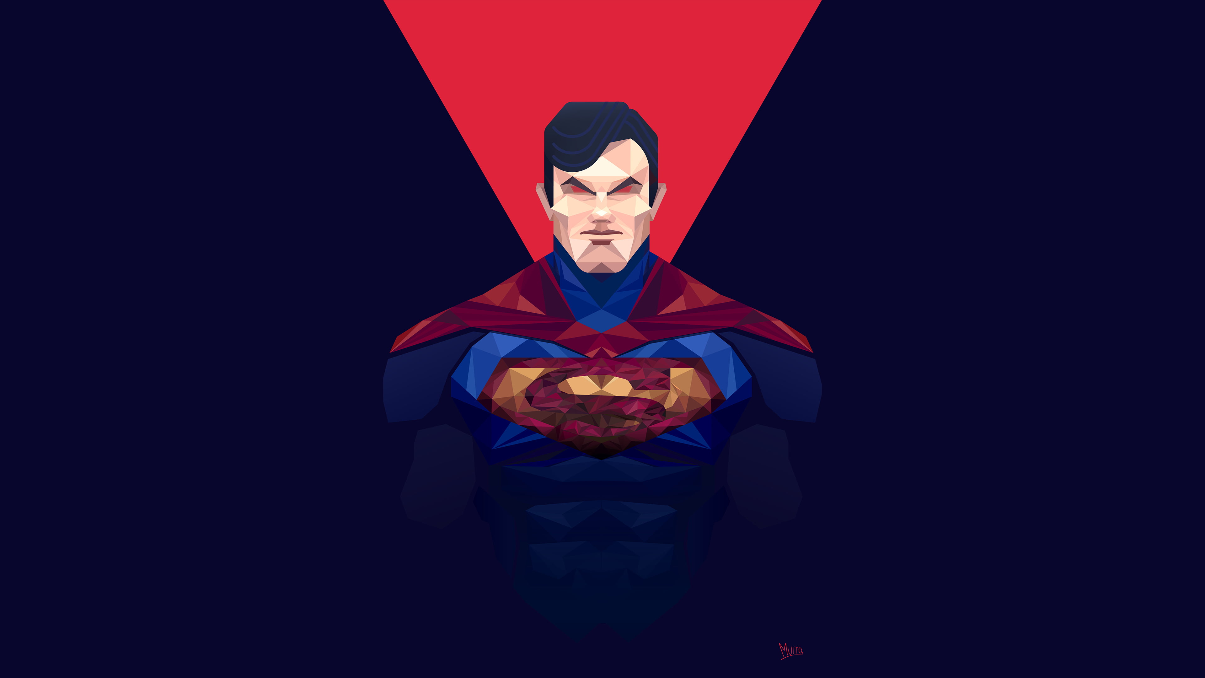 minimalism Superman Man of Steel superhero cape low poly 2k 4k