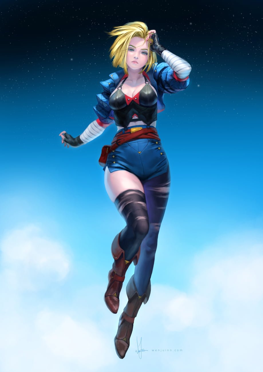 yellow haired female character digital art Wenjuinn Png artwork