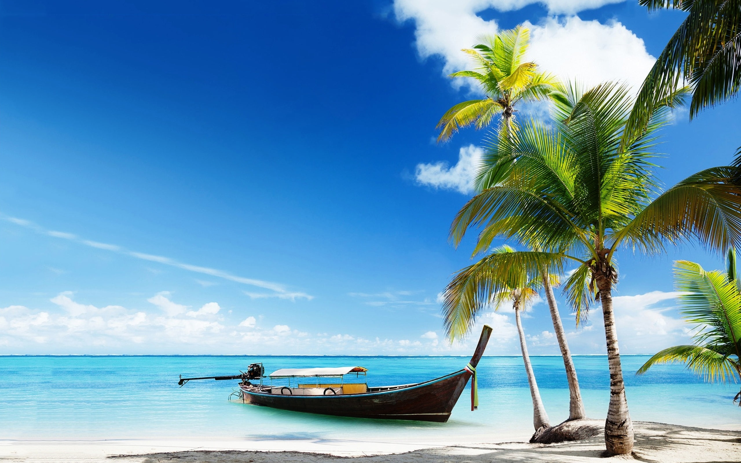 Boat Tropical Beach Wallpaper 2k