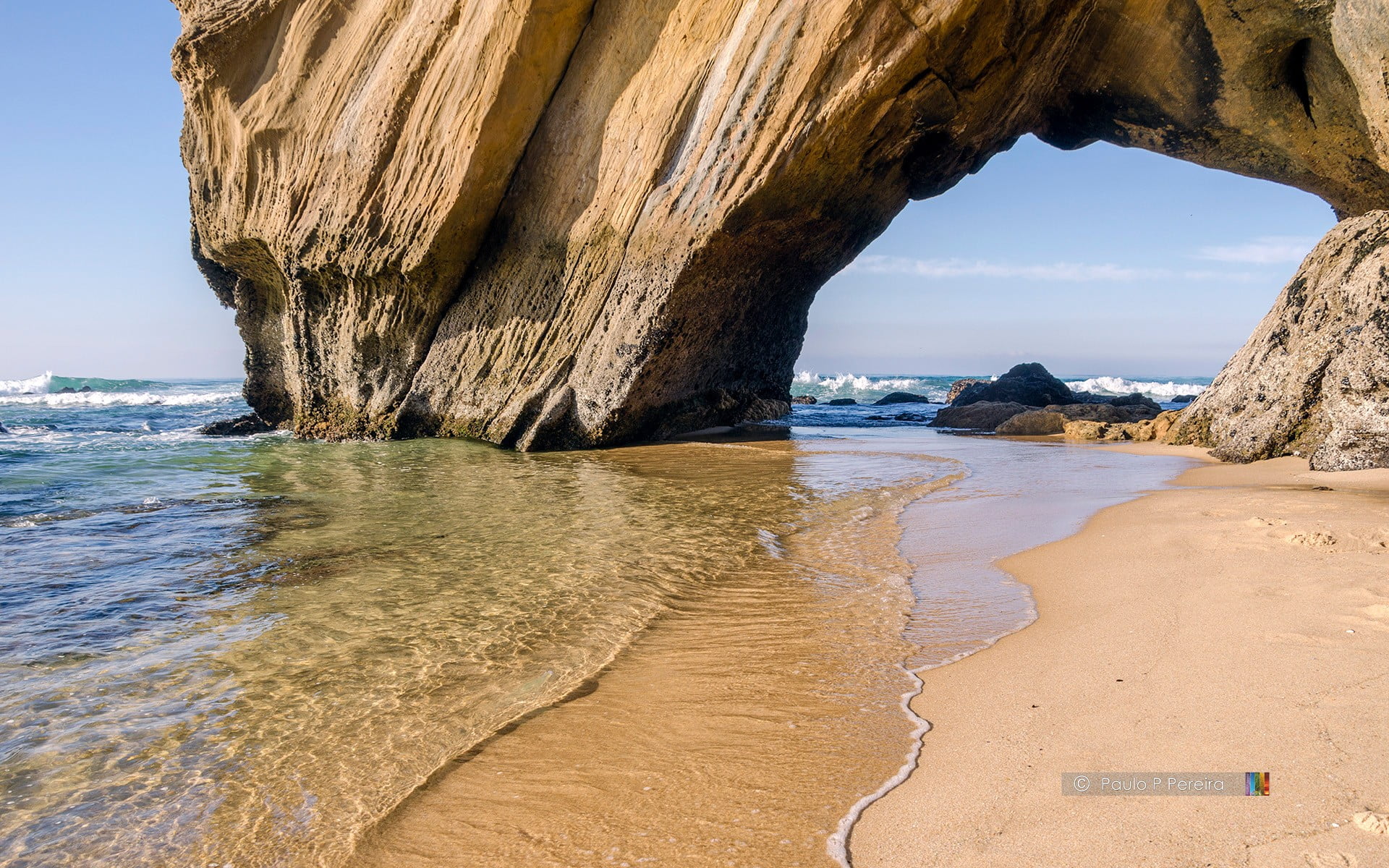 brown sea shore nature landscape beach Portugal water sky 2k