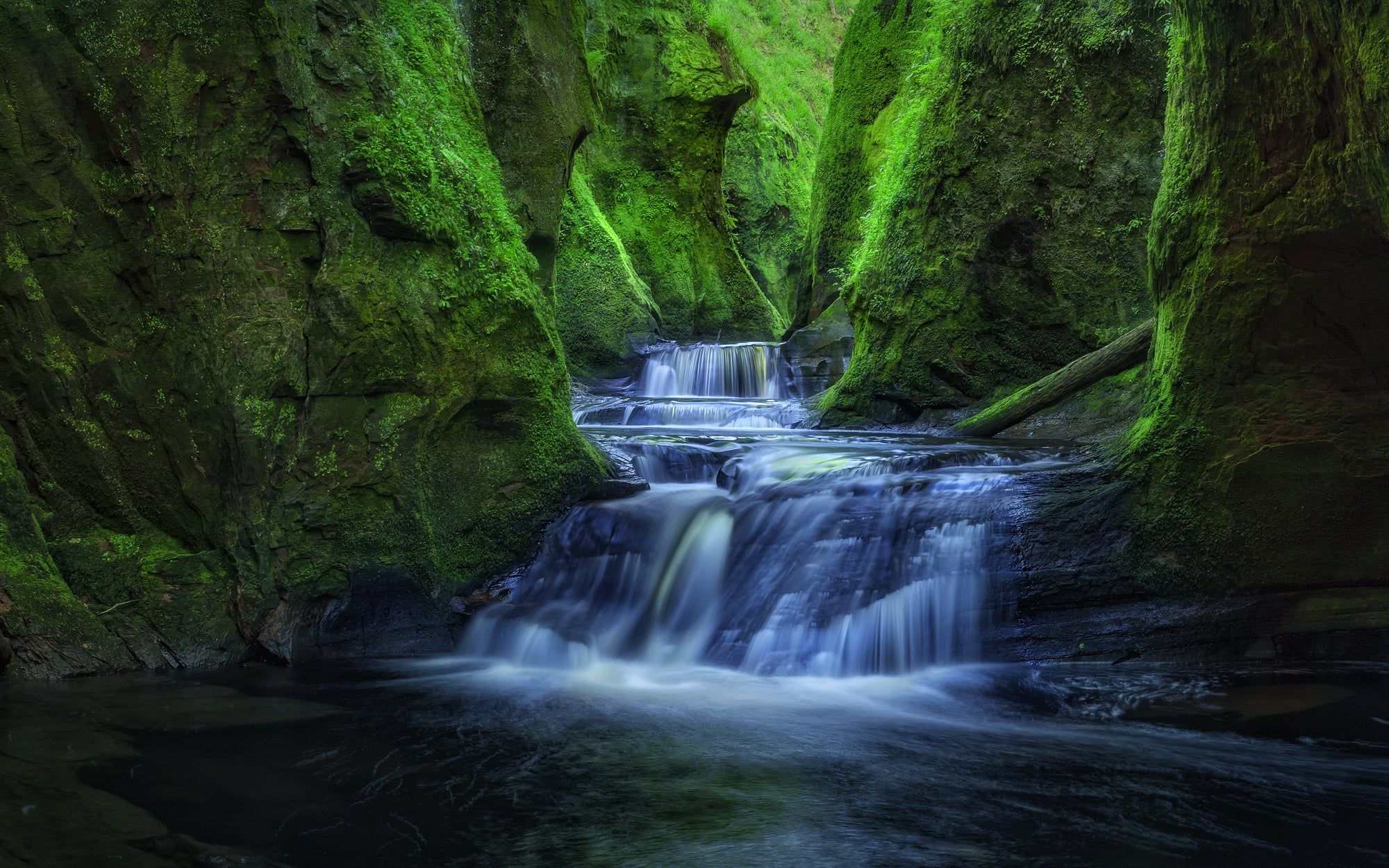 photo of water falls Scotland Gorge Devil s Pulpit Landscape 2k