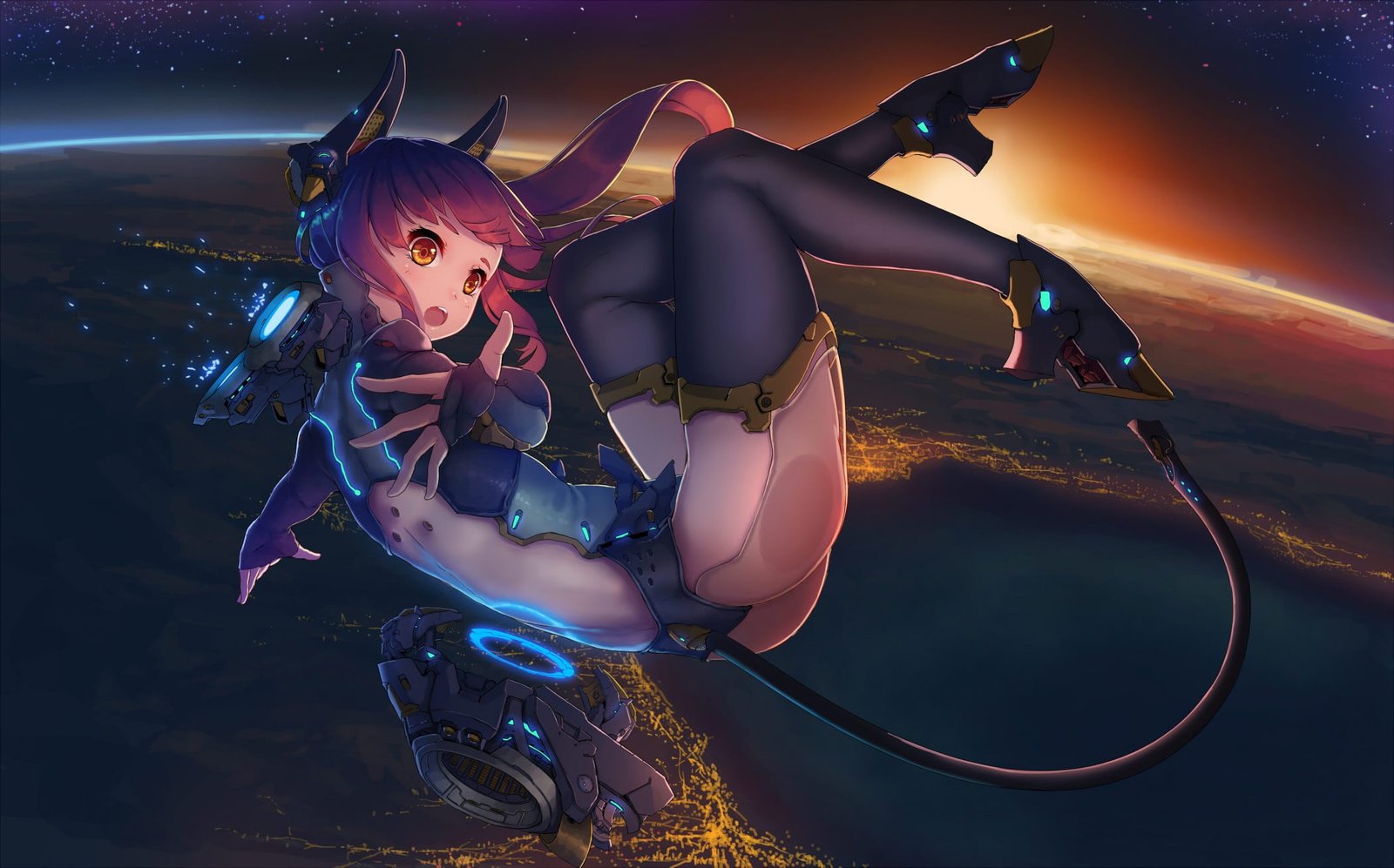 red haired girl anime character wallpaper untitled space cyborg 2k