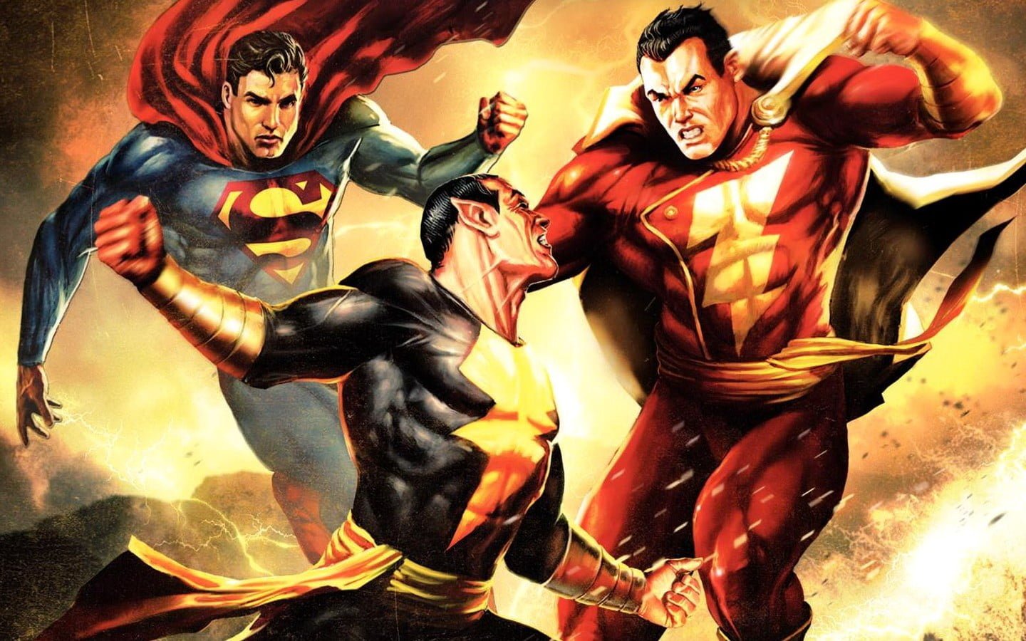Superman and Shazam wallpaper superhero Black Adam DC Comics