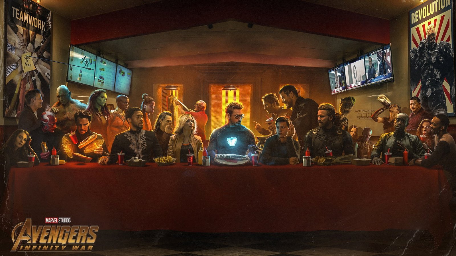 table fiction Scarlett Johansson Vision poster feast characters 2k