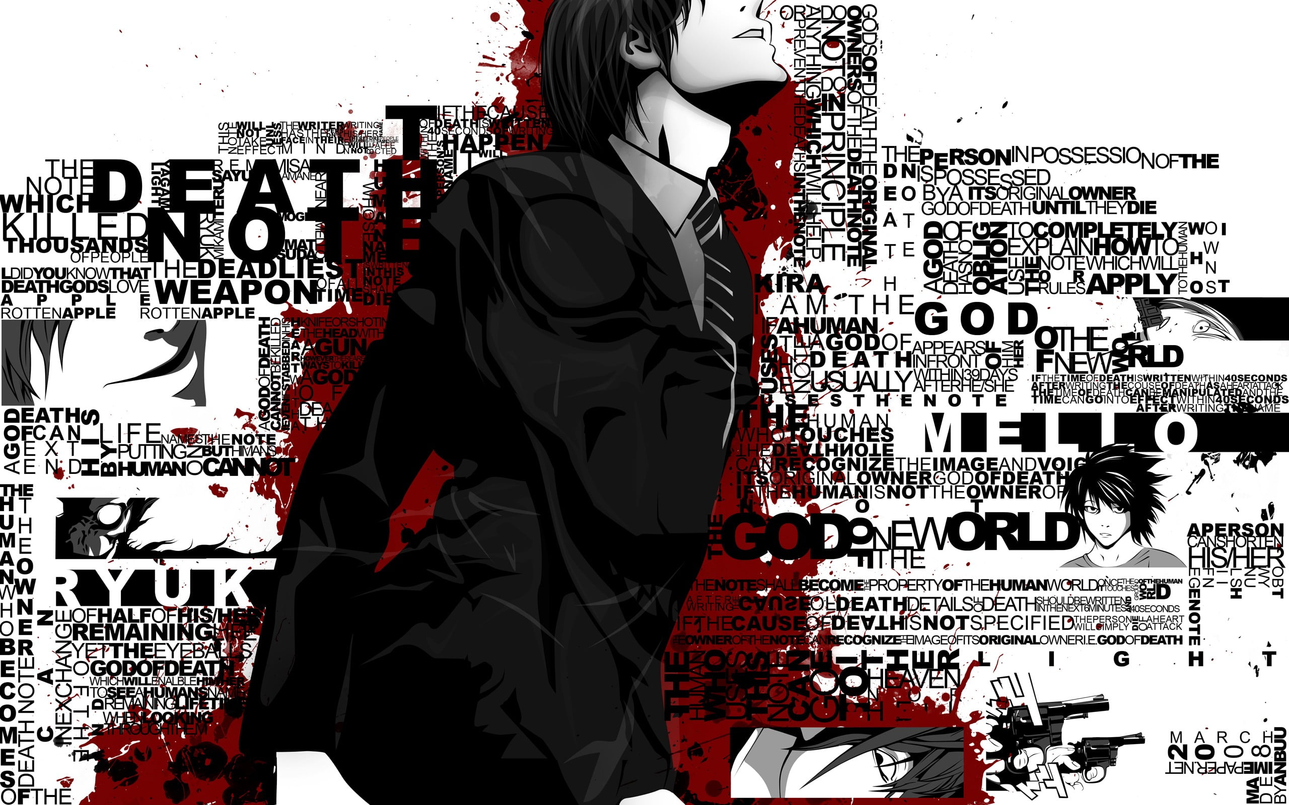 Death Note wallpaper anime Yagami Light typography text communication 2k