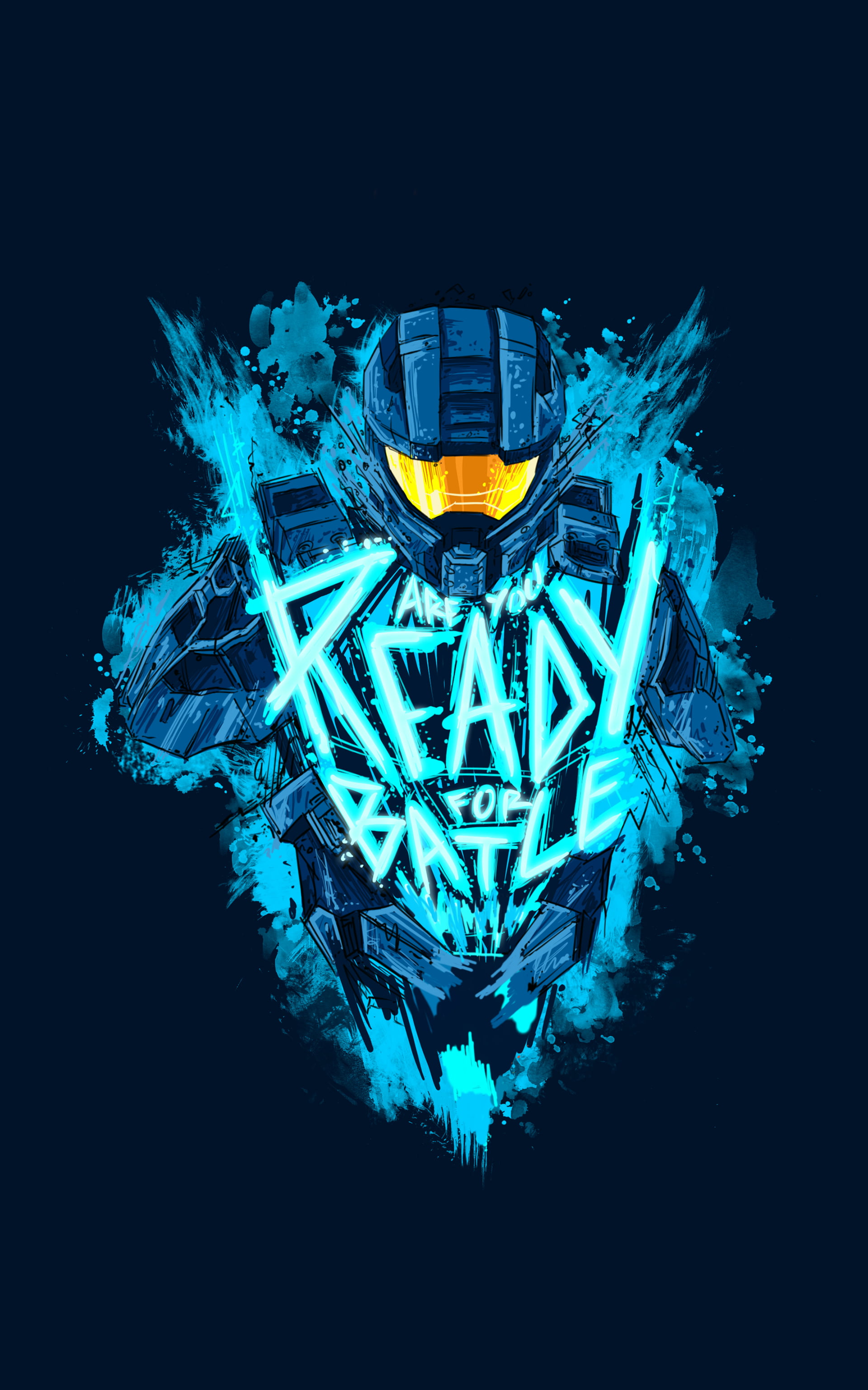 Halo illustration 5 Guardians 4 Master Chief cyan 2k