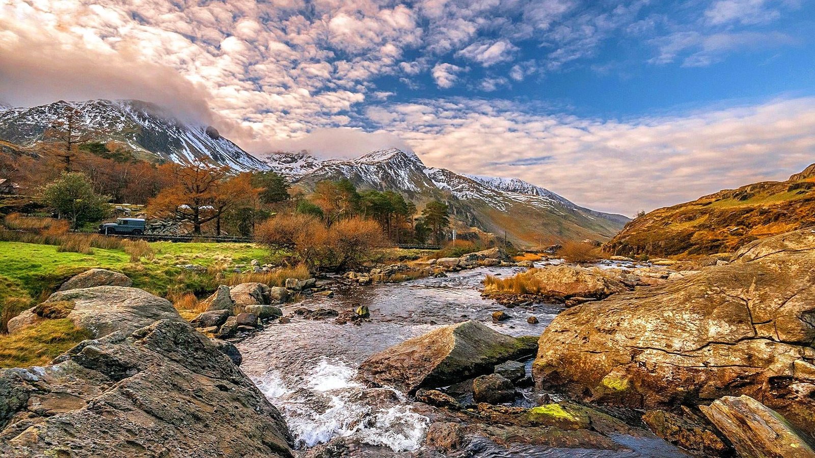 snow creek wilderness stream sunrise snowdonia national park 2k