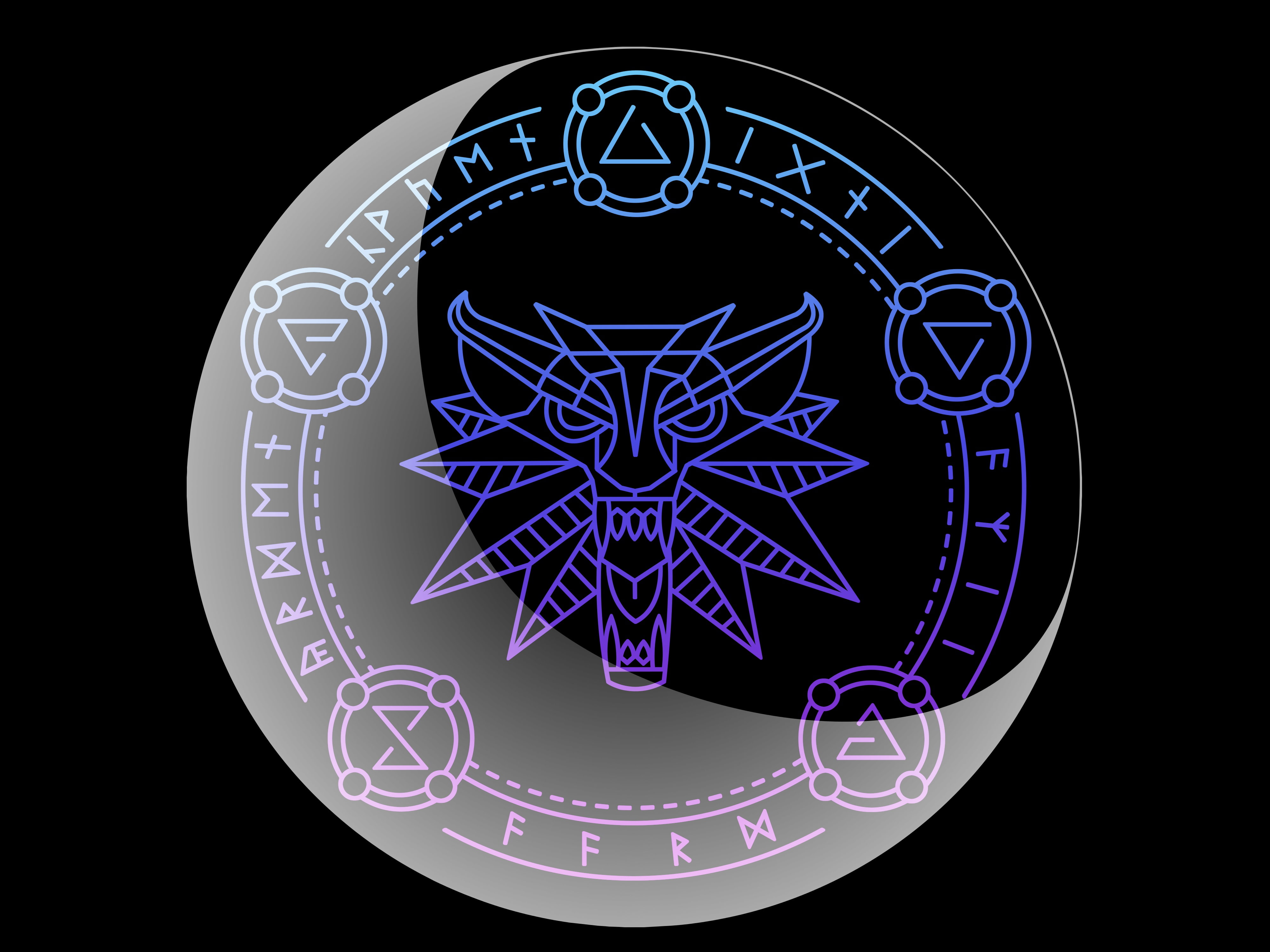 wolf round signs the Witcher runes Crescent Igny The aard 2k 4k