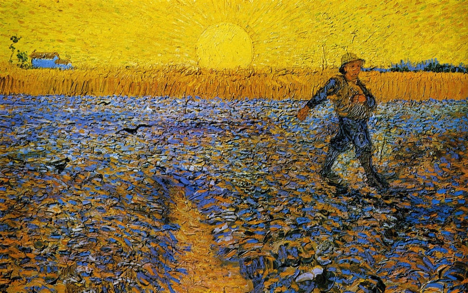 brown and black floral area rug Vincent van Gogh sower painting 2k