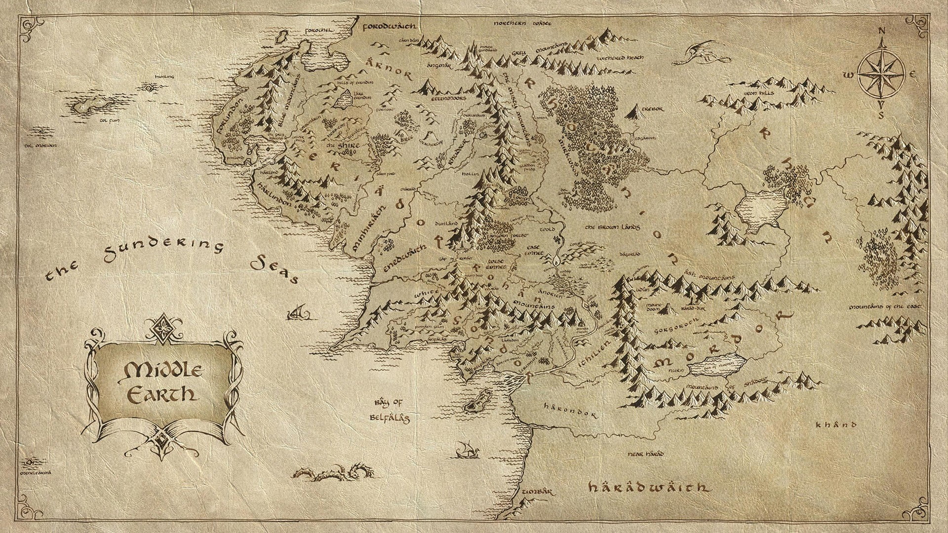 gray map Middle earth The Lord of the Rings cartography J R Tolkien 2k