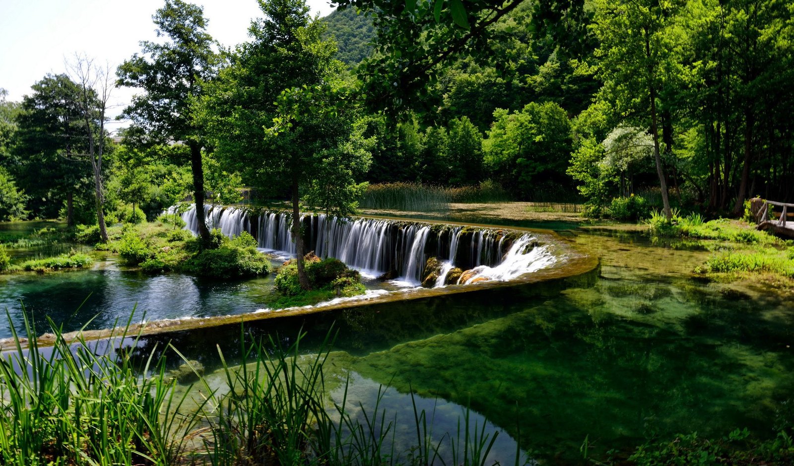 bosnia herzegovina nature pliva river scenery trees waterfall 2k