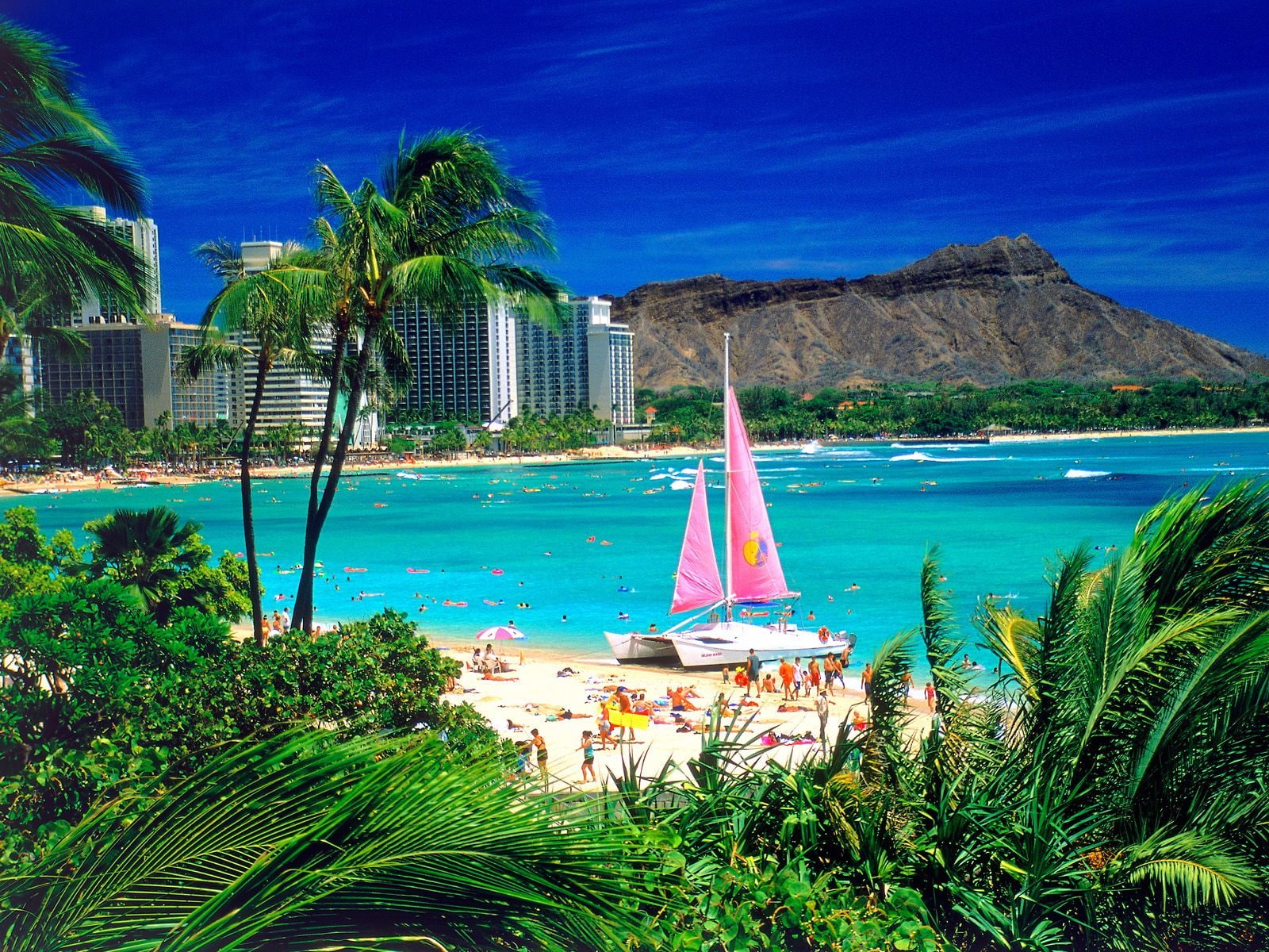 Waikiki Oahu Hawaii HD beach 2k
