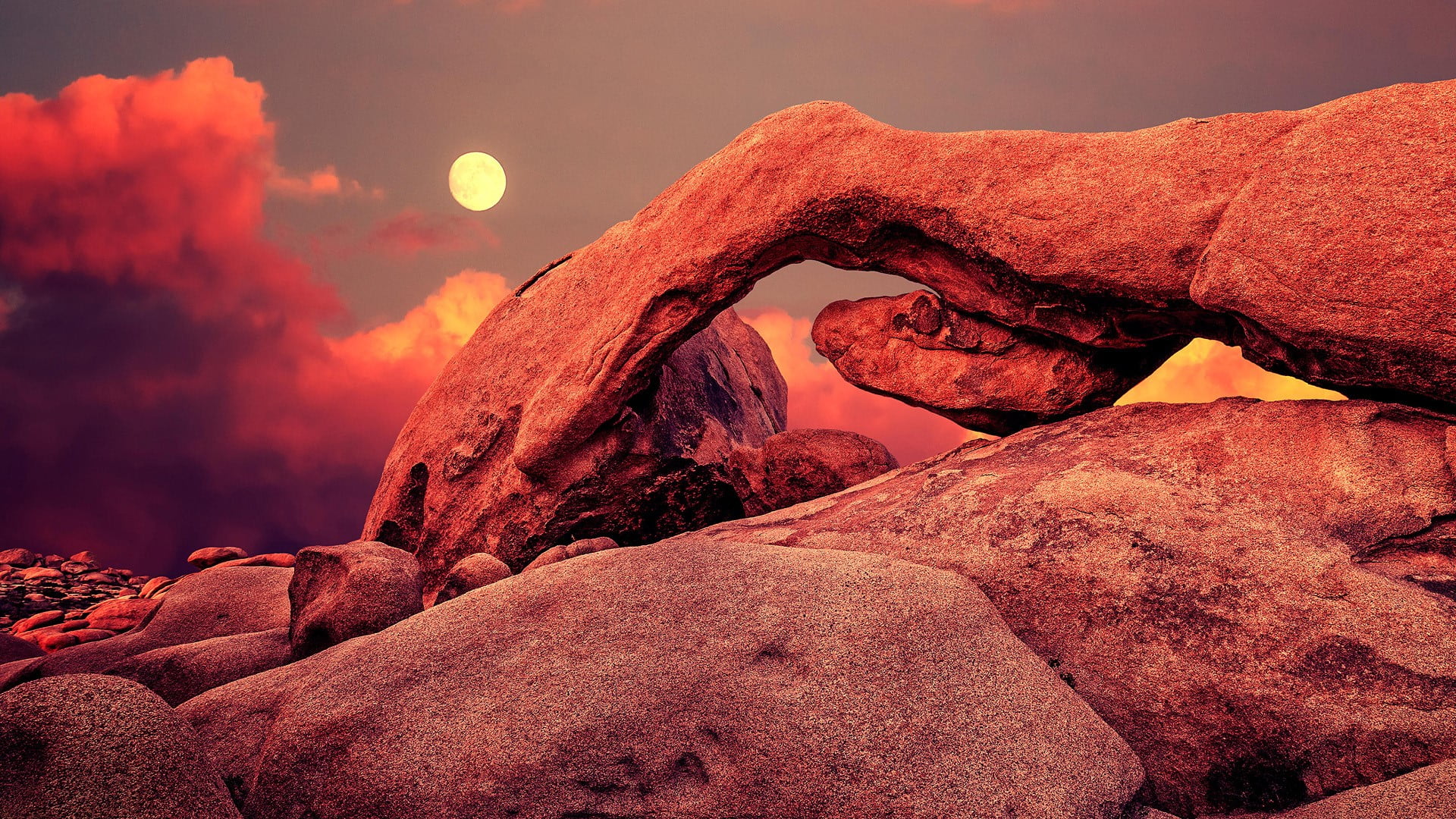 Joshua Tree National Park California red Sun rock rocks 2k