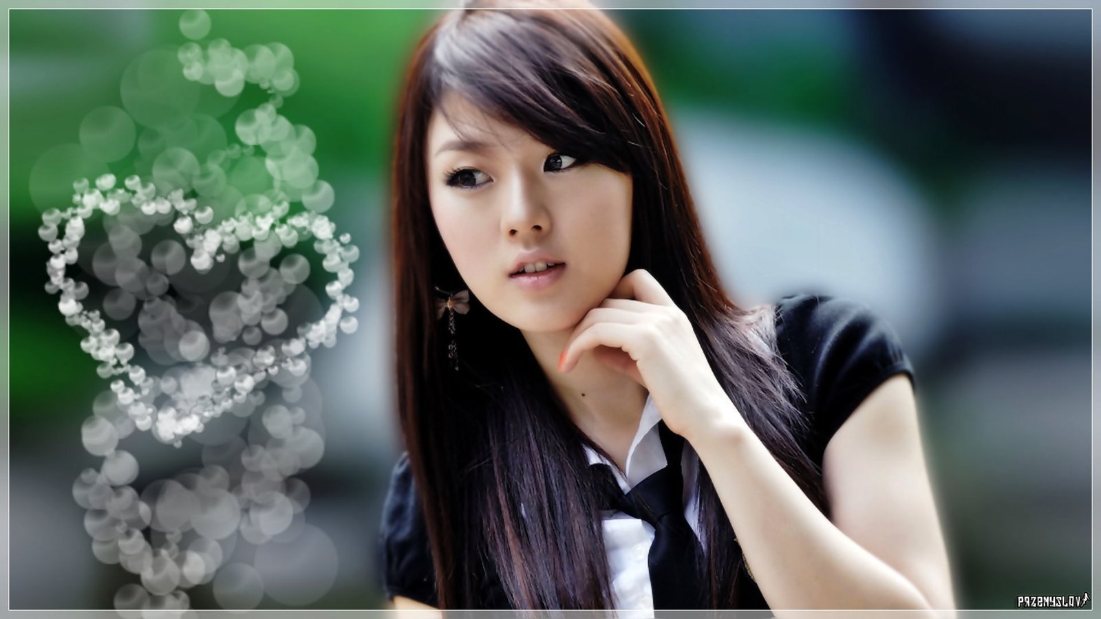 brunettes women people hwang mi hee asians bokeh korean hearts People Girl HD Art 2k