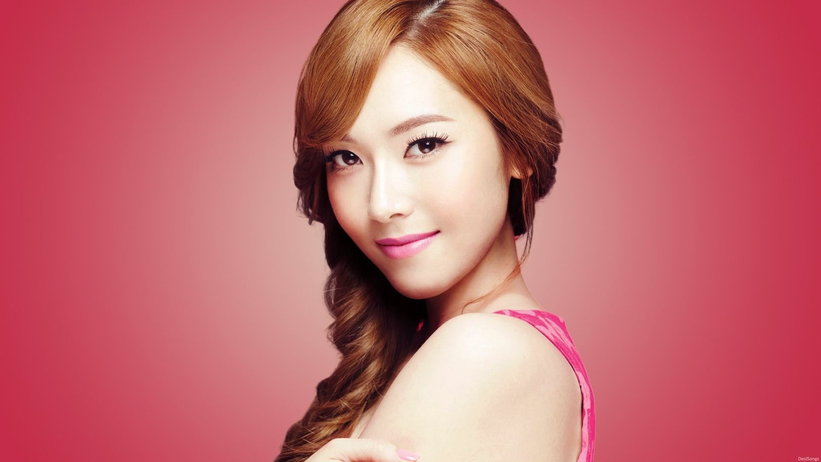 face simple background SNSD Jessica Jung Girls Generation Asian smiling musician women Korean singer brown eyes model looking at viewer brunette 2k