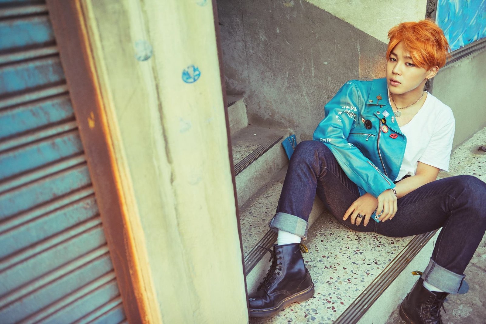BTS Park Ji min redhead Korean Men black boots 2k