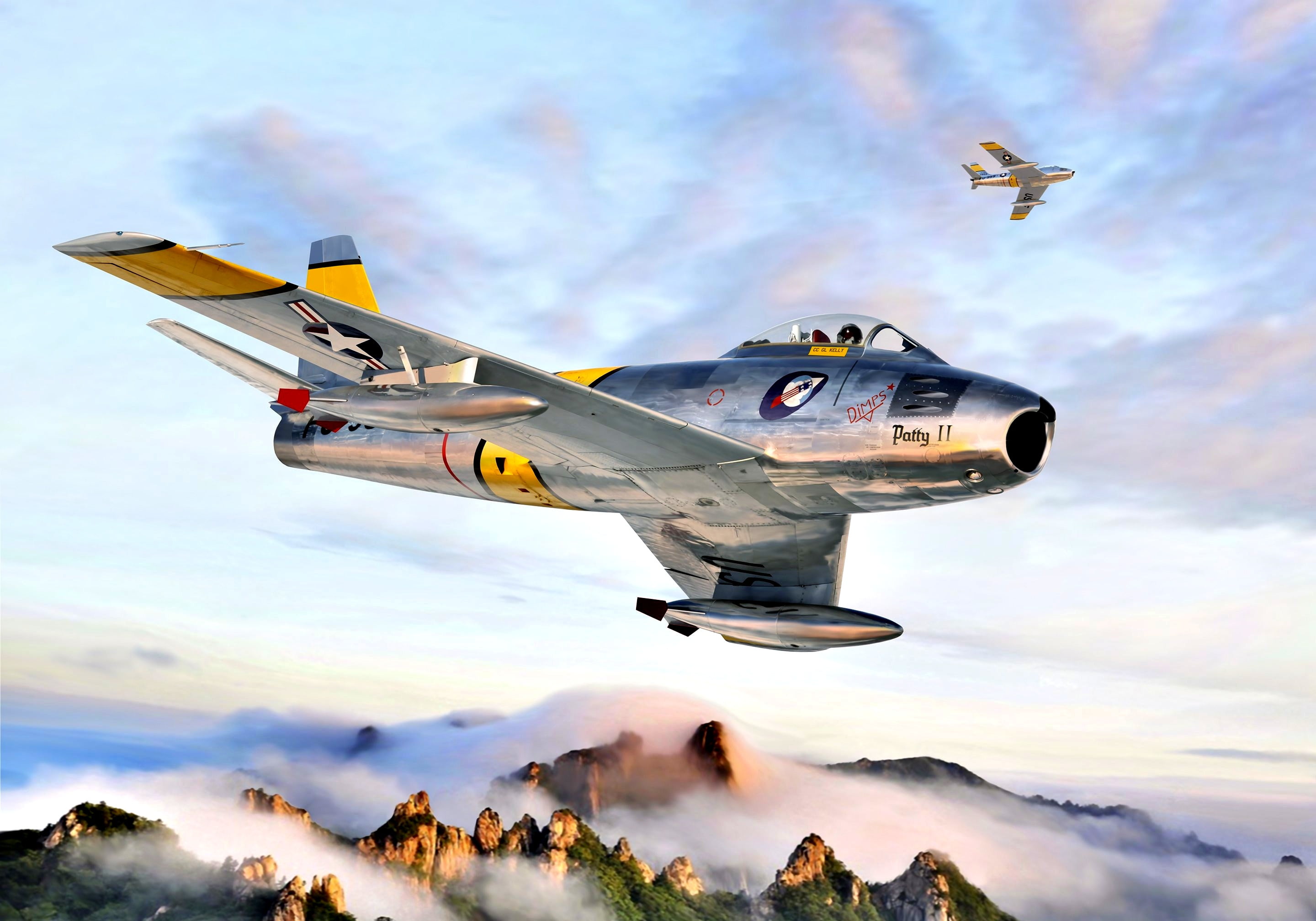 Mountains USA Sabre F The Korean war Korea 2k