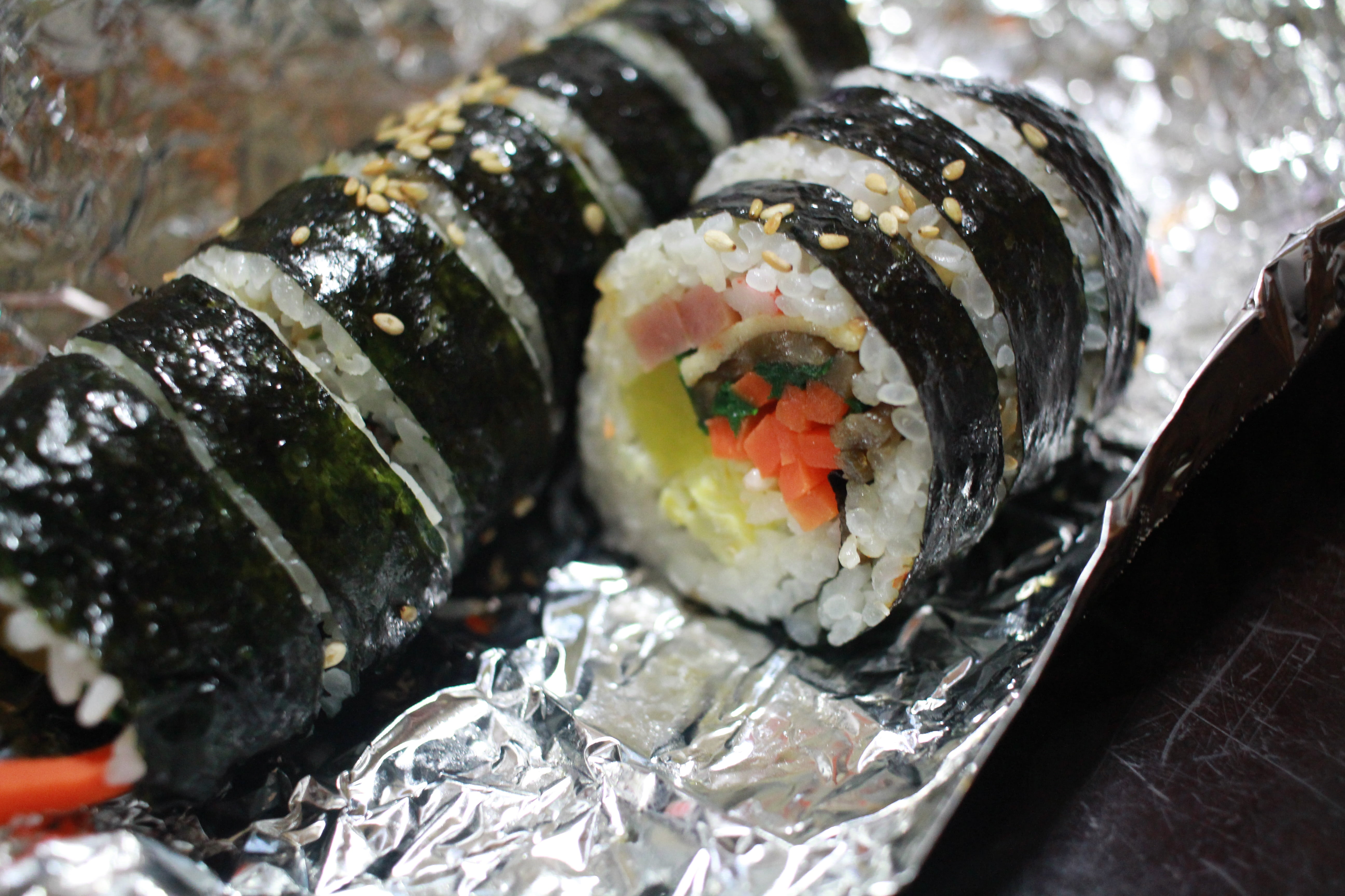 sliced sushi dish kim rice food korean bob eggs photography 2k 4k 5k