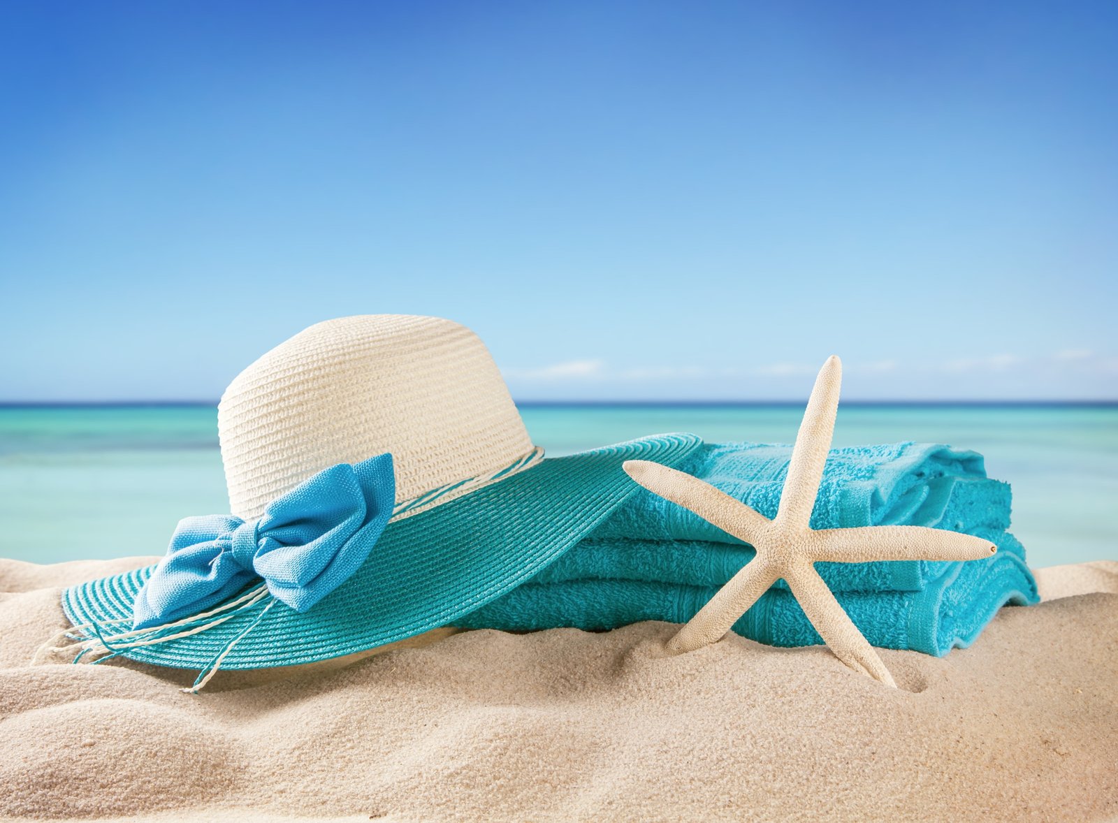teal sun hat and starfish on sand sea beach summer the 2k 4k 5k