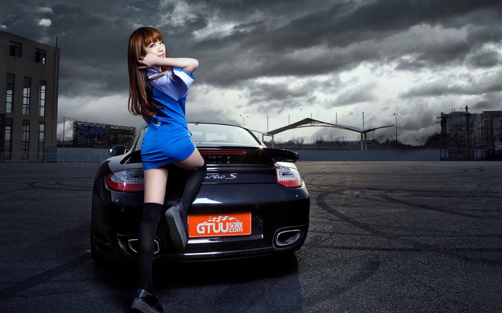 women s blue bodycon minidress machine auto girl model Asian 2k