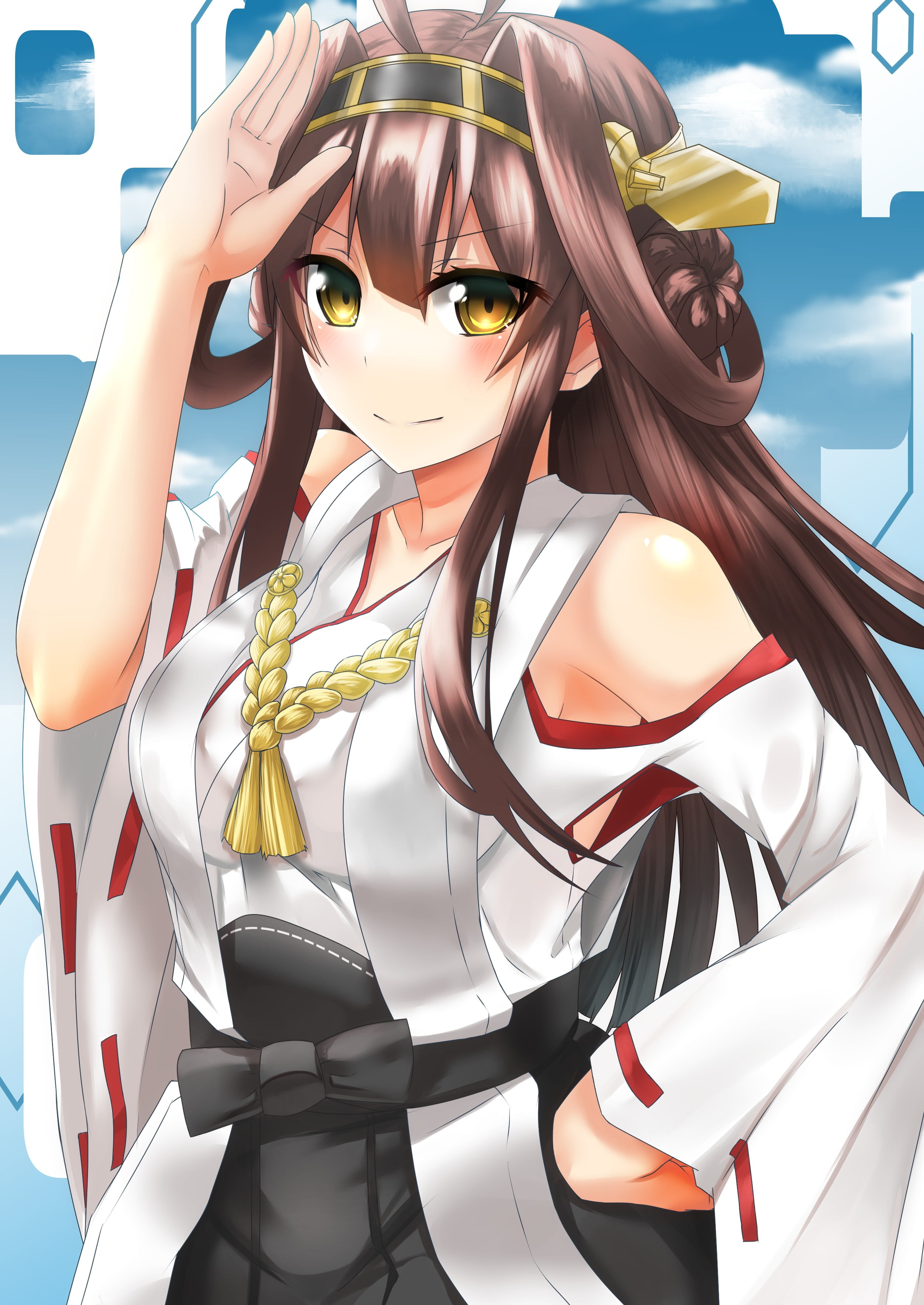 anime girls Kantai Collection Kongou KanColle Japanese clothes 2k
