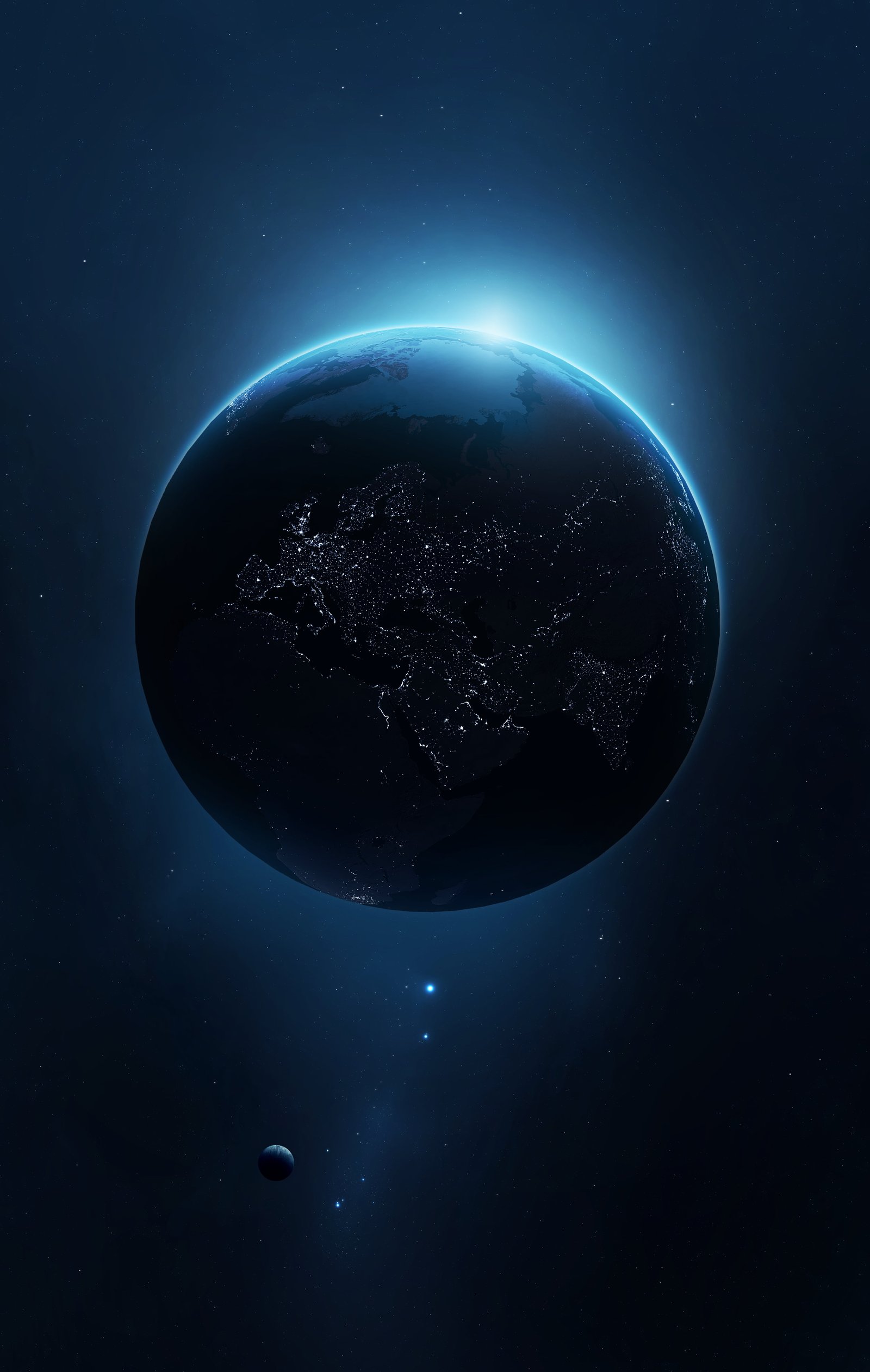 blue and black planet lunar eclipse space universe Earth 2k