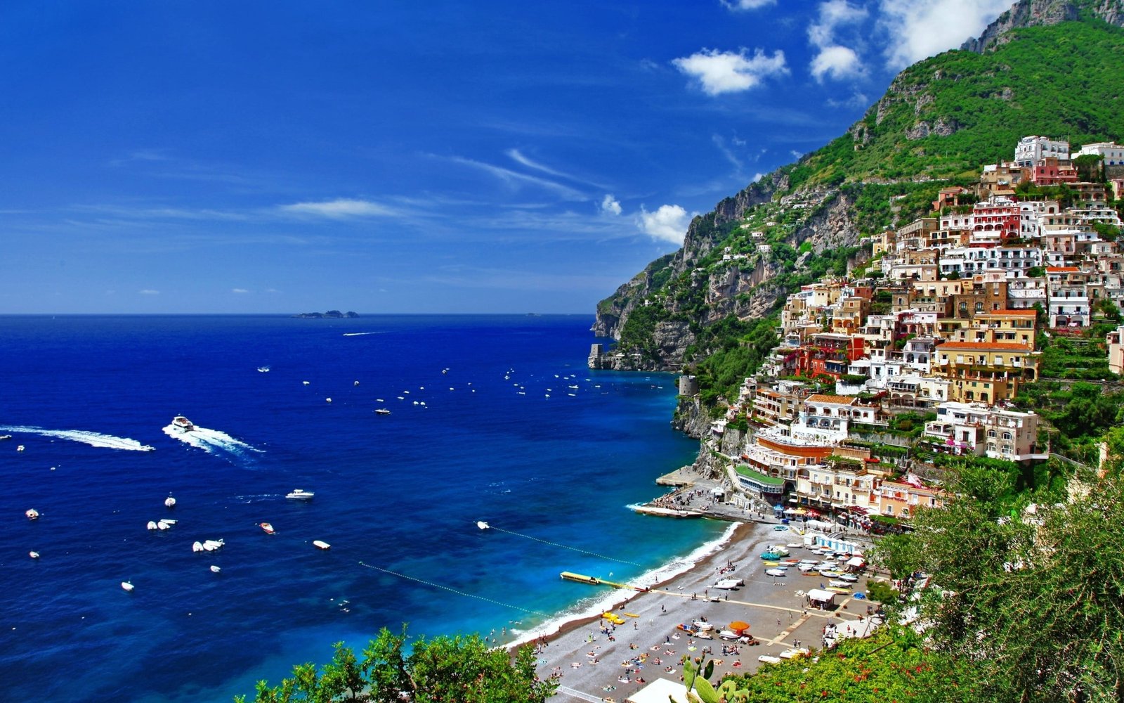 brown concrete building positano salerno italy coast hill 2k