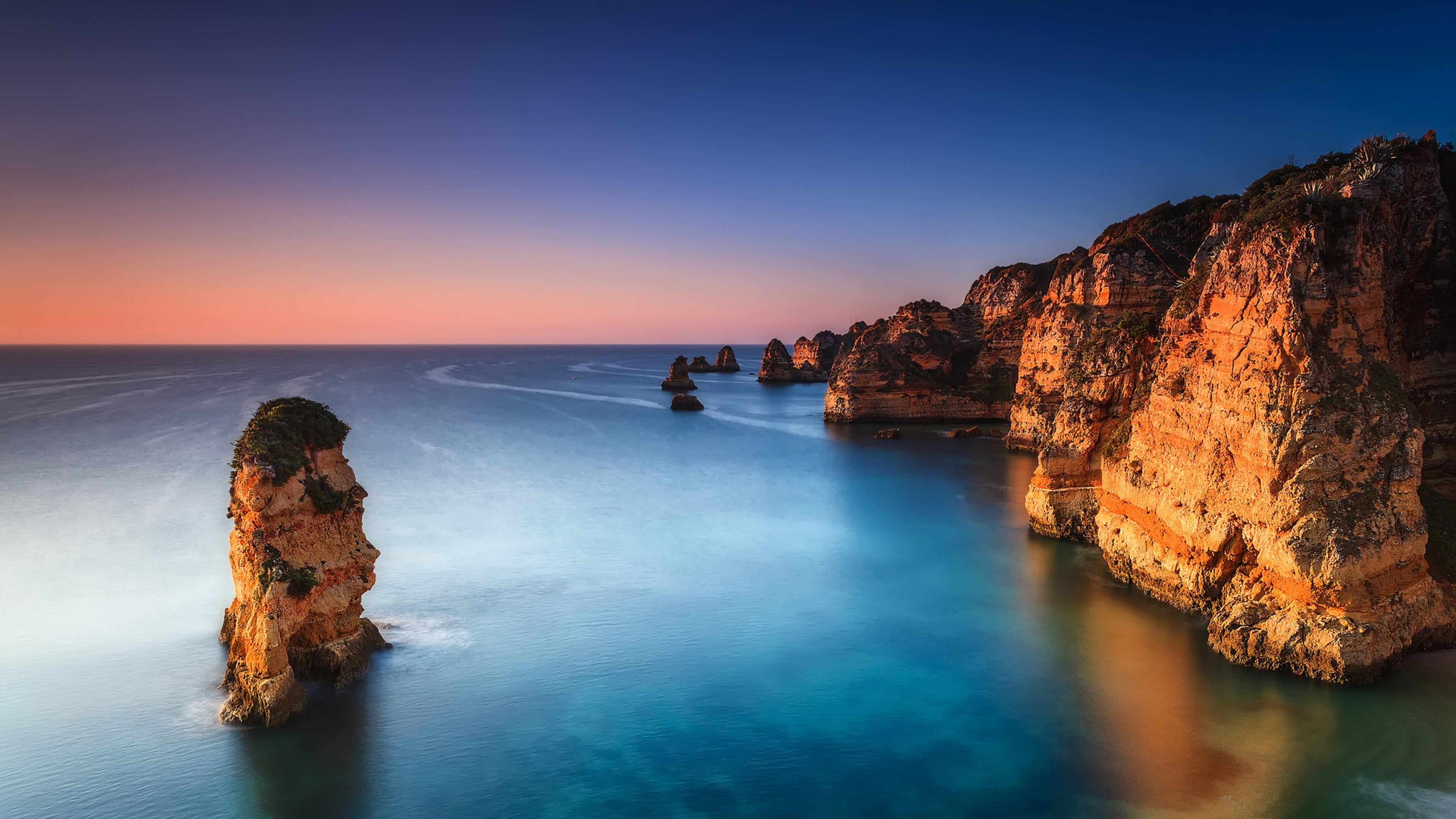 portugal lagos ponta da piedade waterscape sky evening 2k 4k