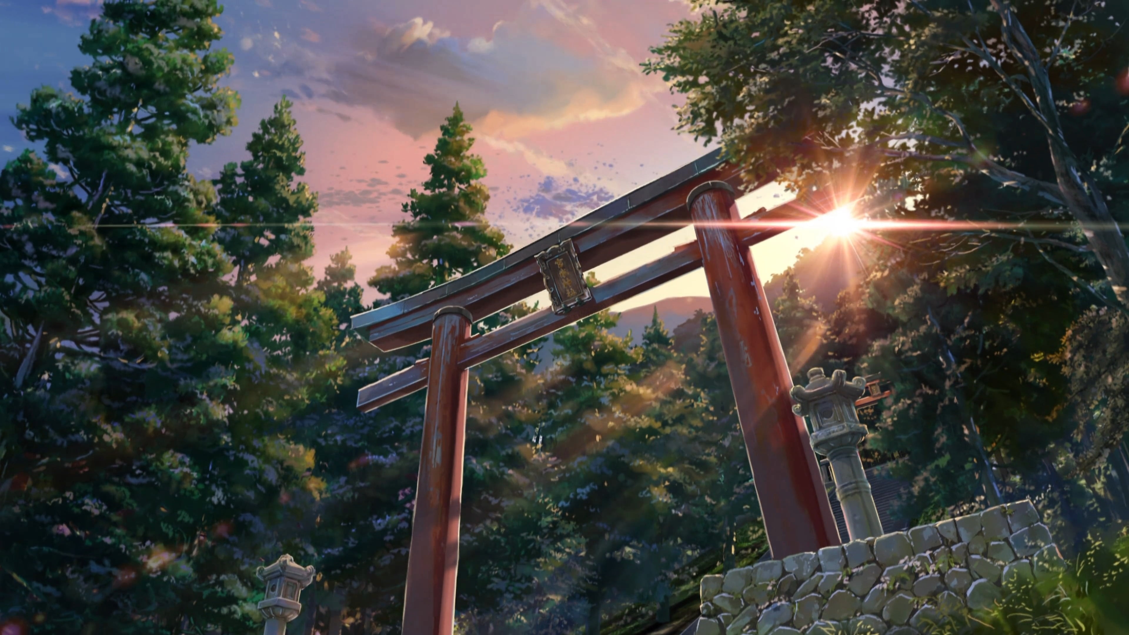 torri gate illustration Makoto Shinkai Kimi no Na Wa sky 2k 4k