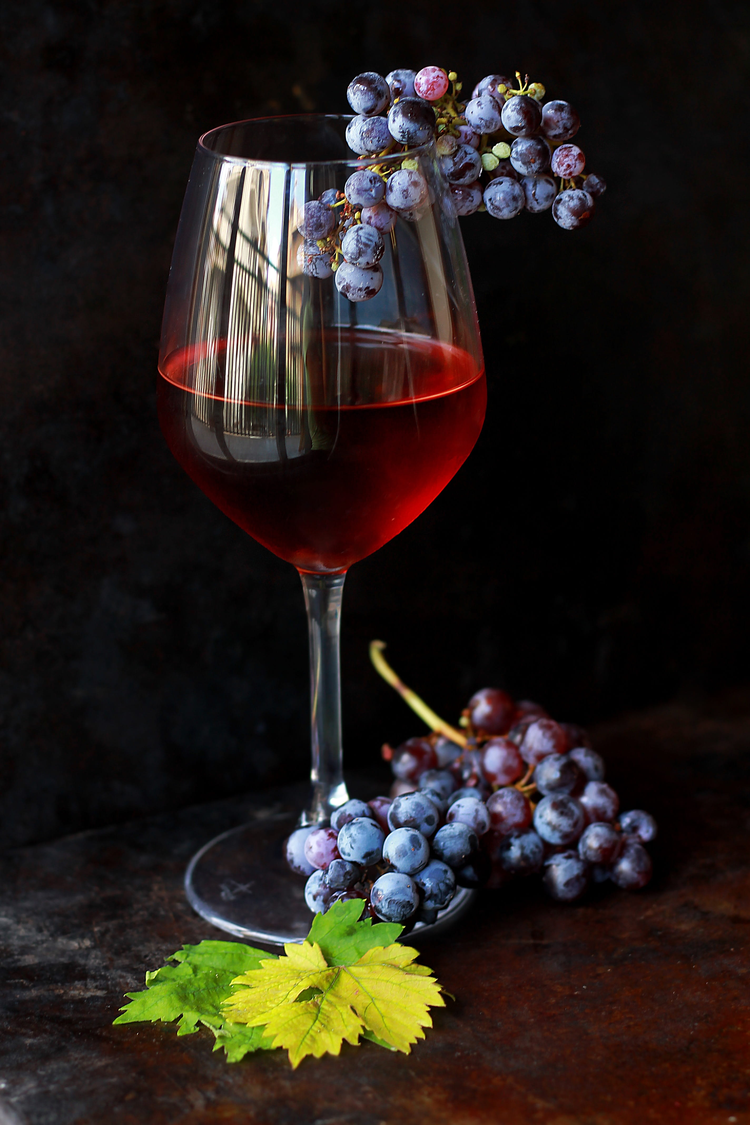 Wine and grapes drink fruit glass red alcohol wineglass 2k