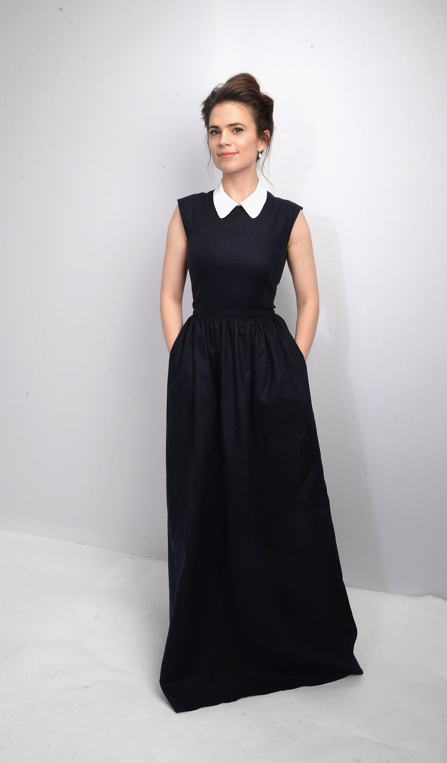 Looks great in floor length gown hayley atwell actress hollywood celebrity