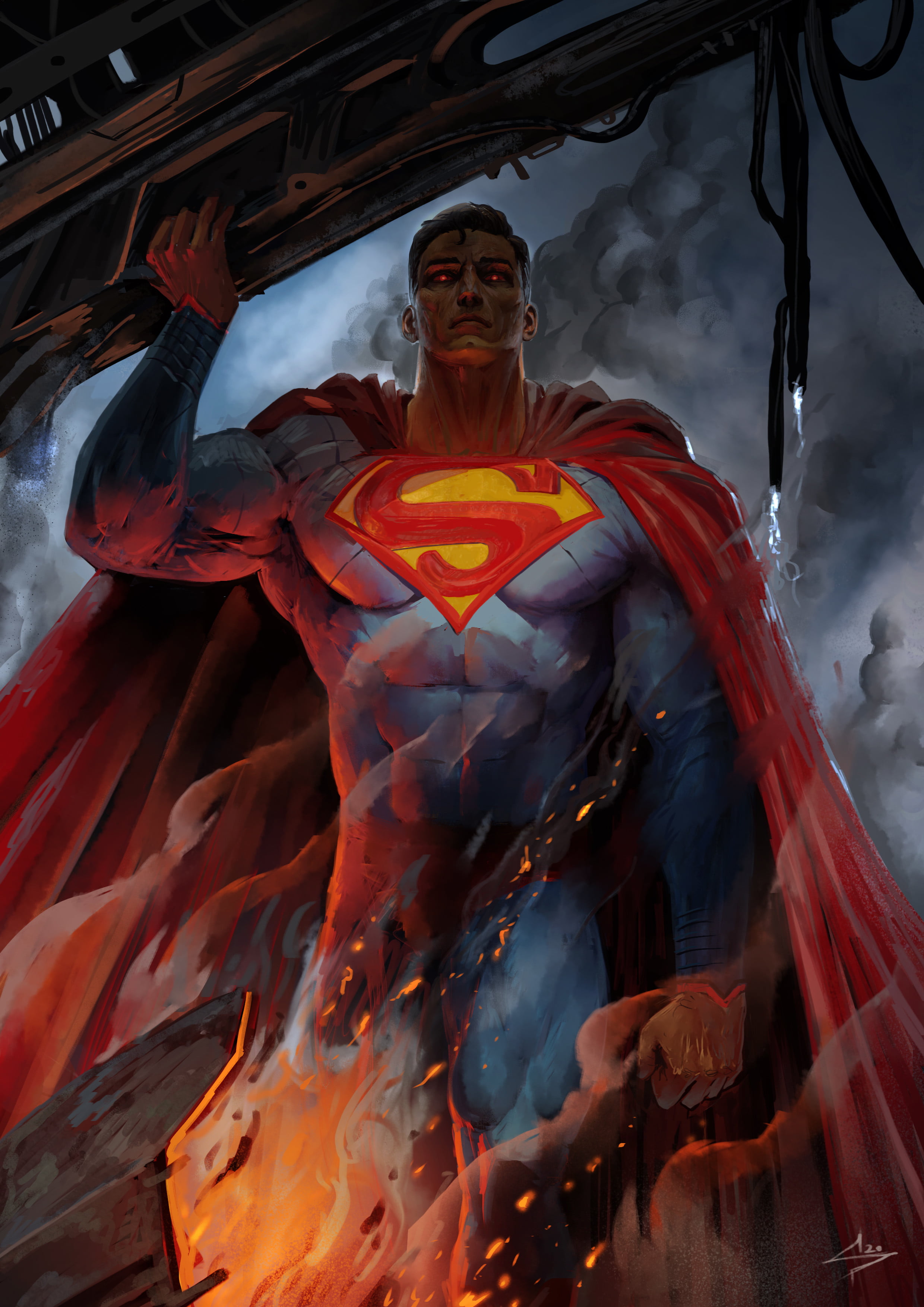 superhero artwork Superman red eyes 2k
