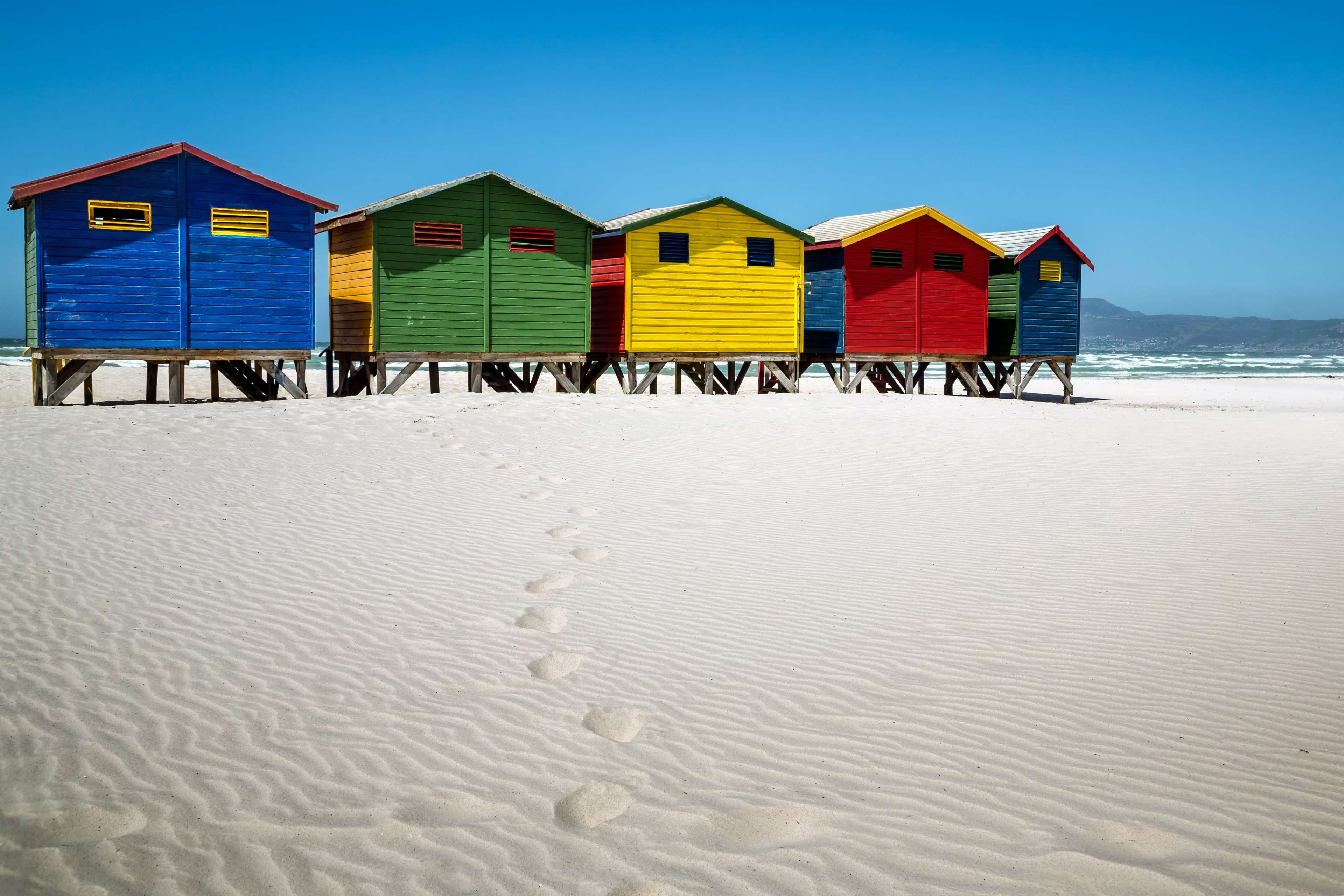 africa beach house cabins cape town colorful colourful houses 2k 4k