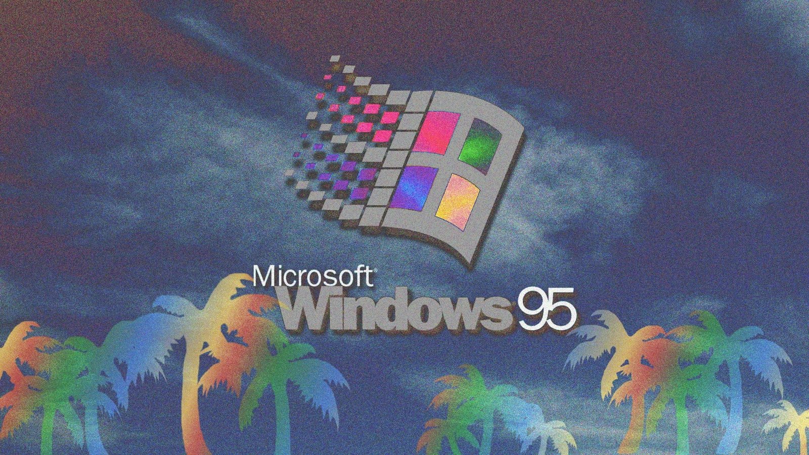 Microsoft Windows 95 wallpaper vaporwave glitch art design 2k