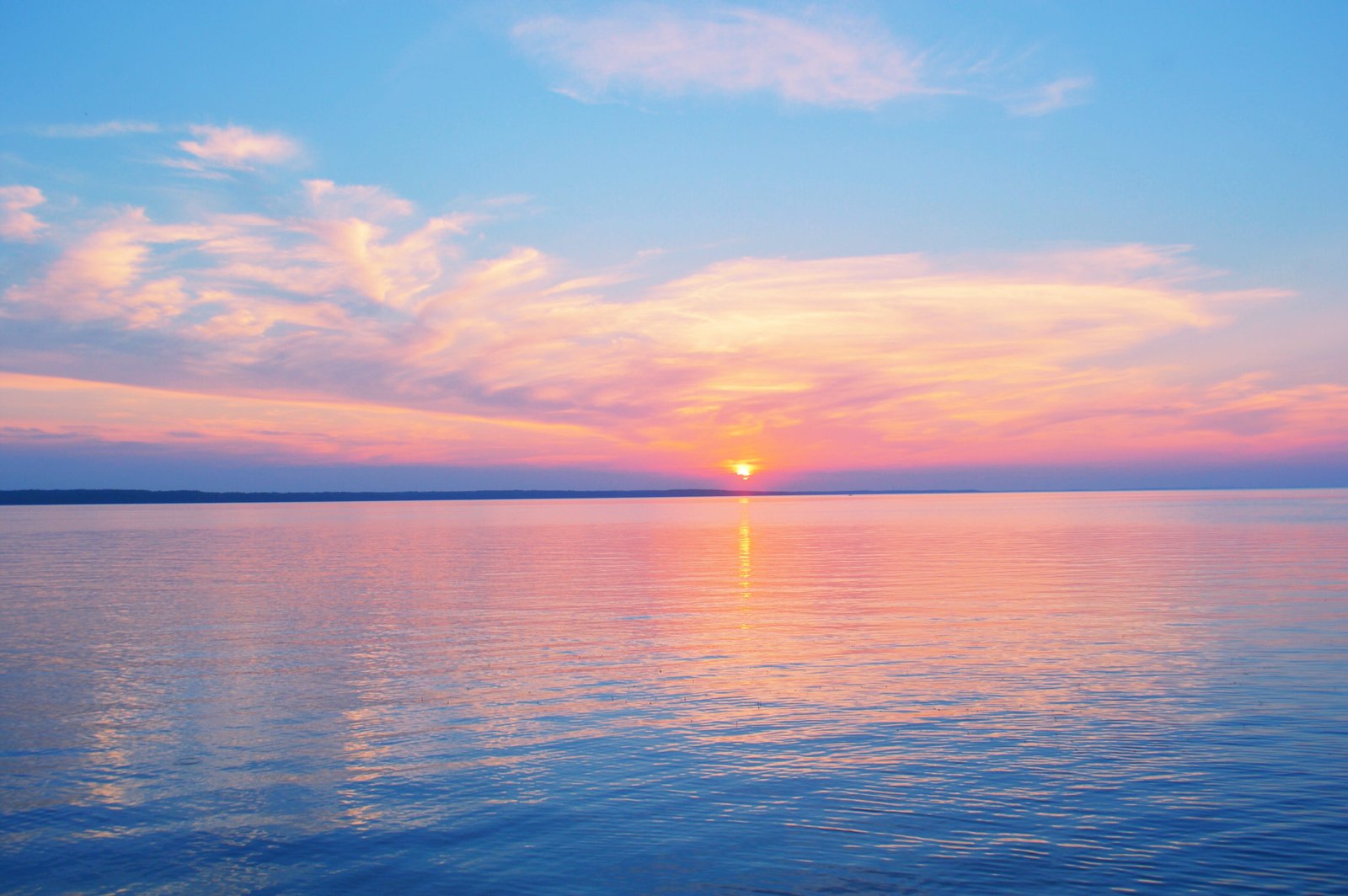 sunset pastel sky lake clouds beach finnish water scenics nature 2k 4k