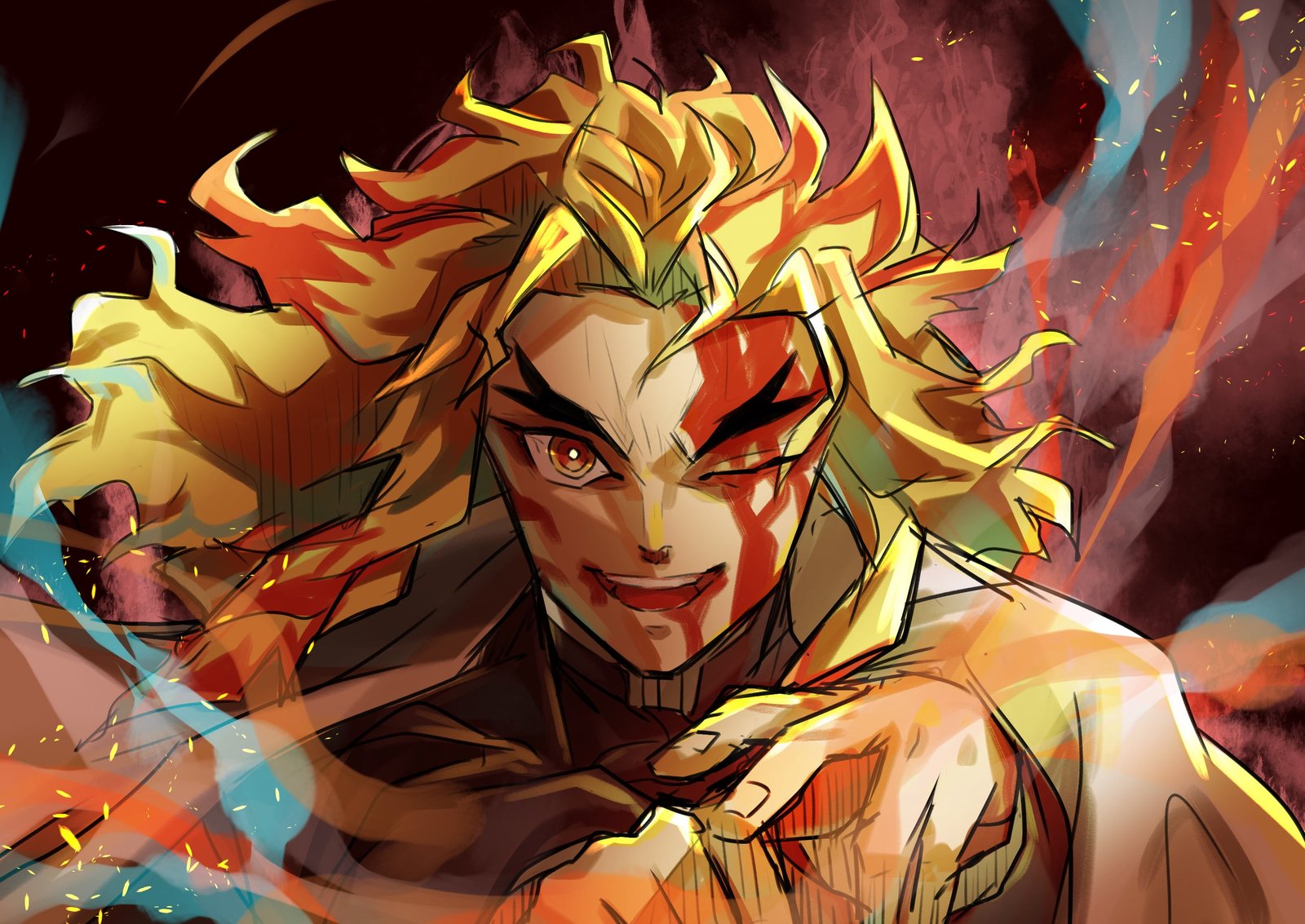 Anime Demon Slayer Kimetsu no Yaiba Kyojuro Rengoku 2k