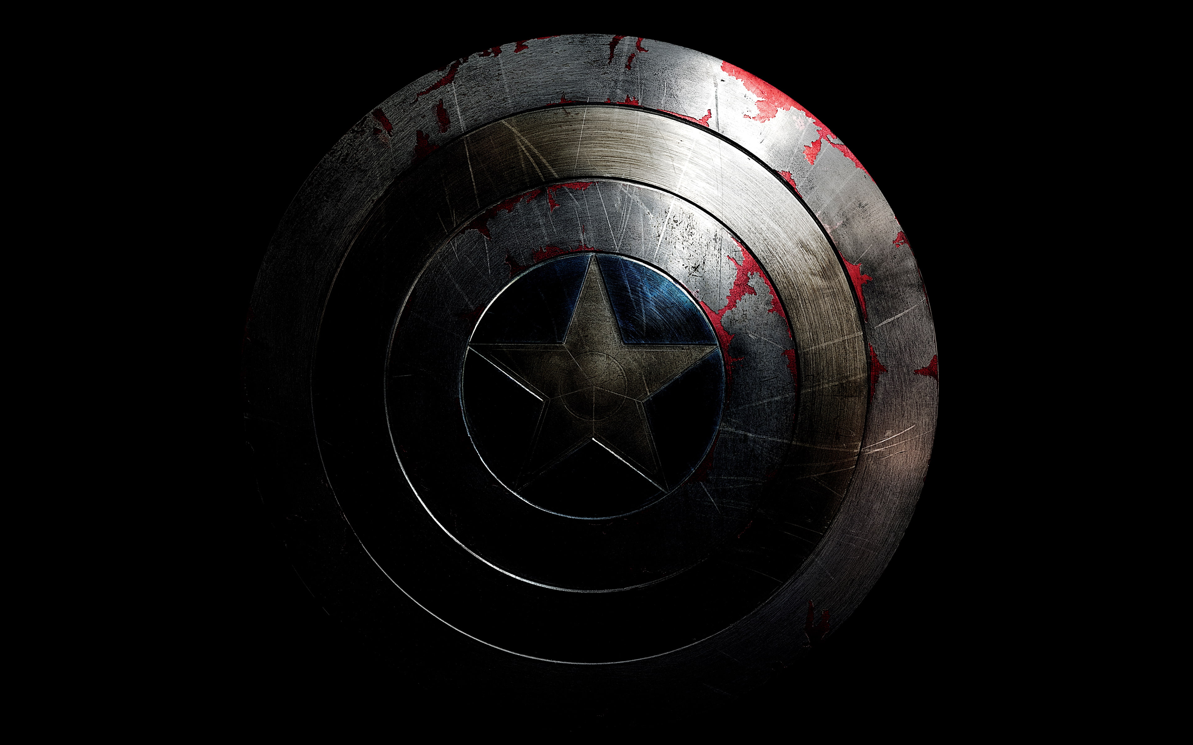 Captain America Shield black background studio shot circle 2k 4k