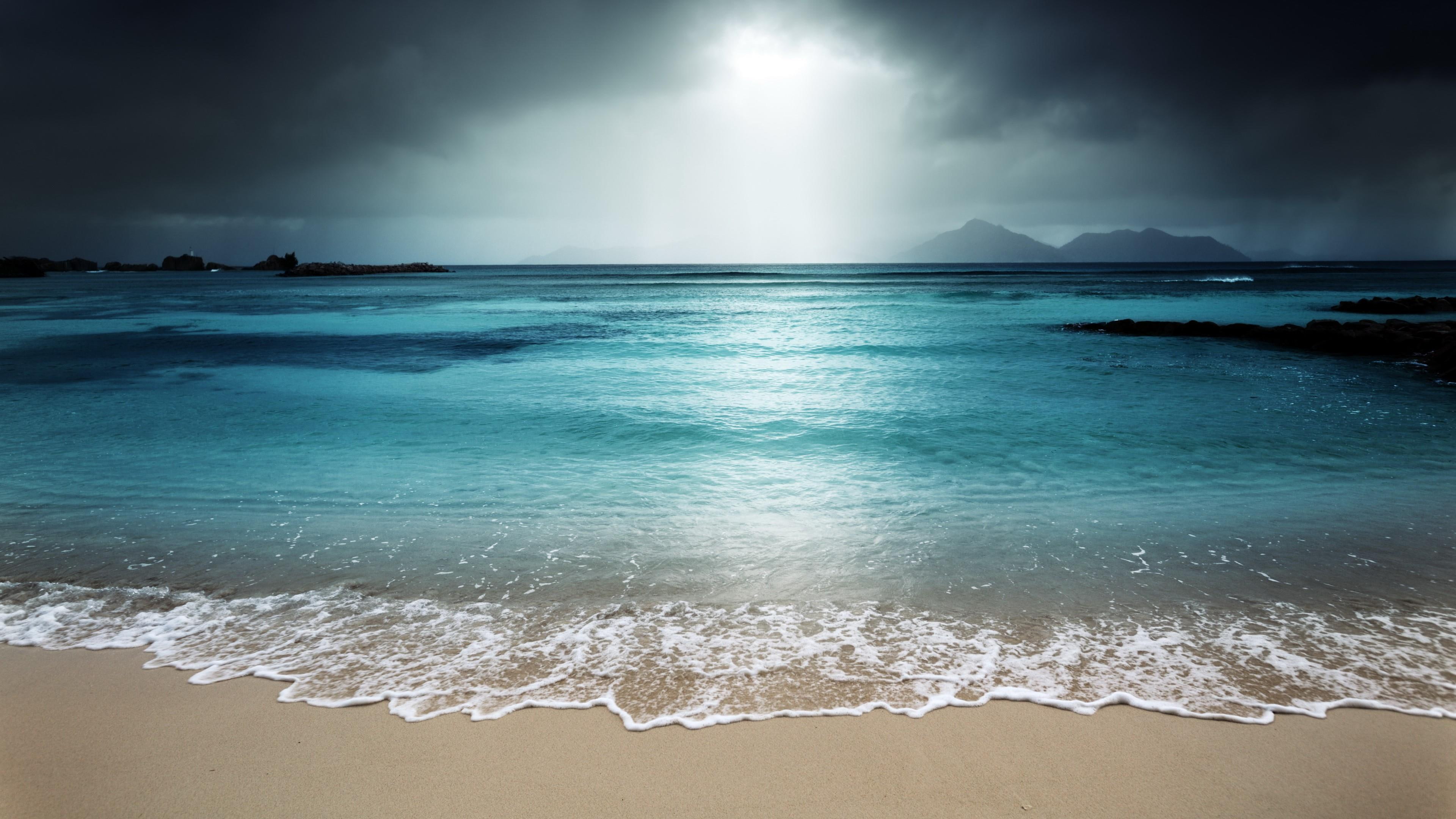 waterscape moonlight moonshine moonbeam beach night foam 2k 4k