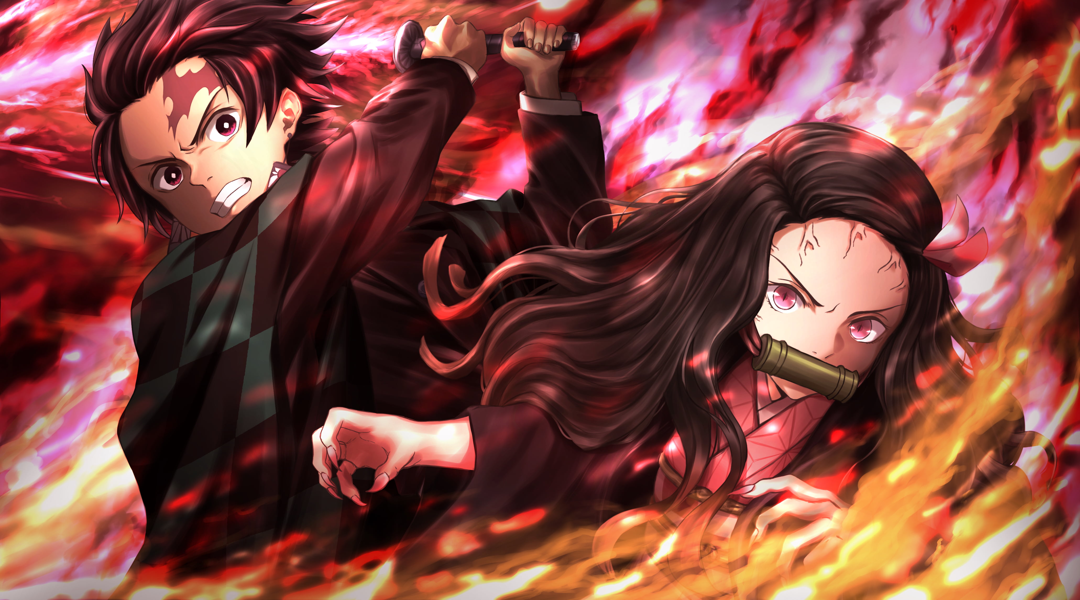 Anime Demon Slayer Kimetsu no Yaiba Boy Girl Nezuko Kamado 2k 4k
