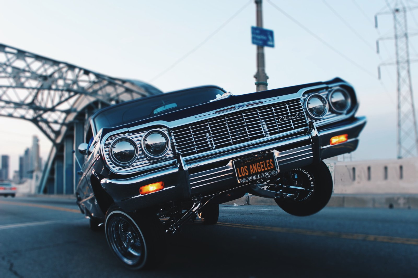 black car on road low rider vintage oldschool automotive 2k 4k 5k