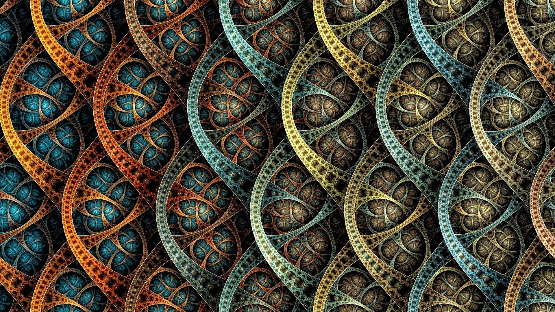 blue orange and yellow wallpaper abstract fractal geometry 2k